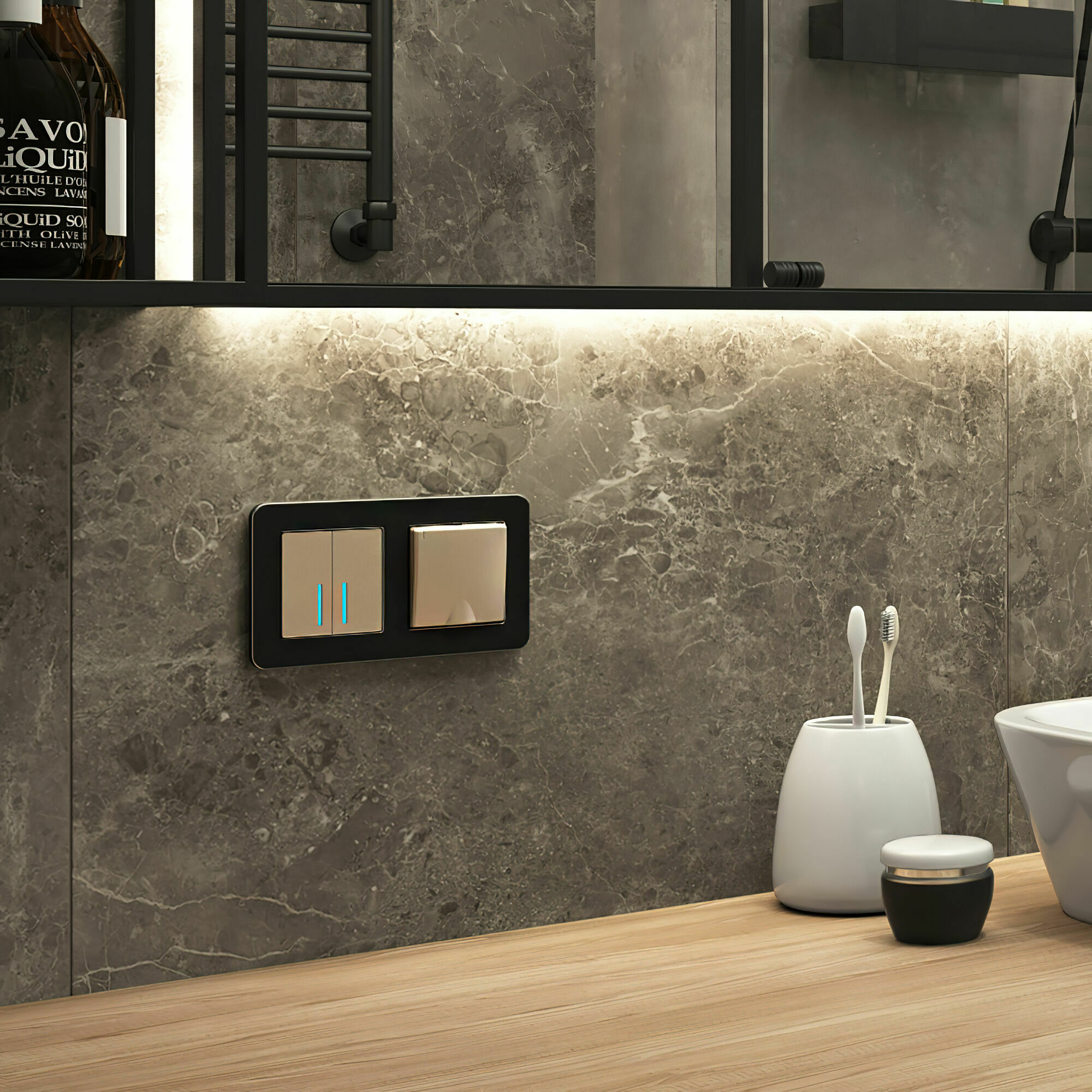 Изображение товара Рамка на 2 поста Platinum чёрный алюминий W0022608 Werkel