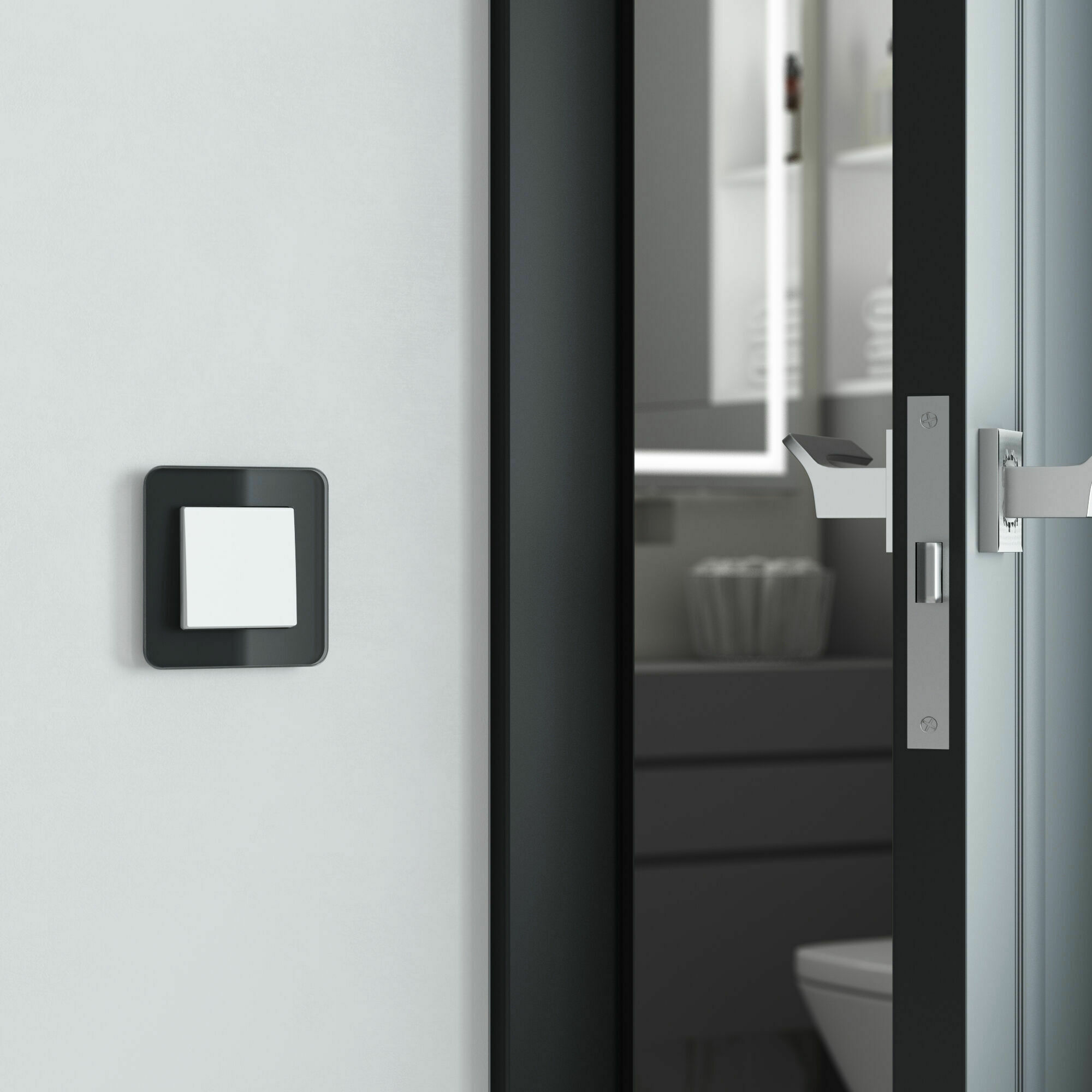 Изображение товара Рамка на 1 пост Elite (чёрный, стекло) W0012448 Werkel