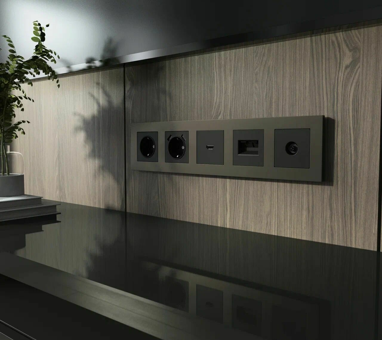 Изображение товара Рамка на 5 постов Slab (бронза софт) W0052963 Werkel