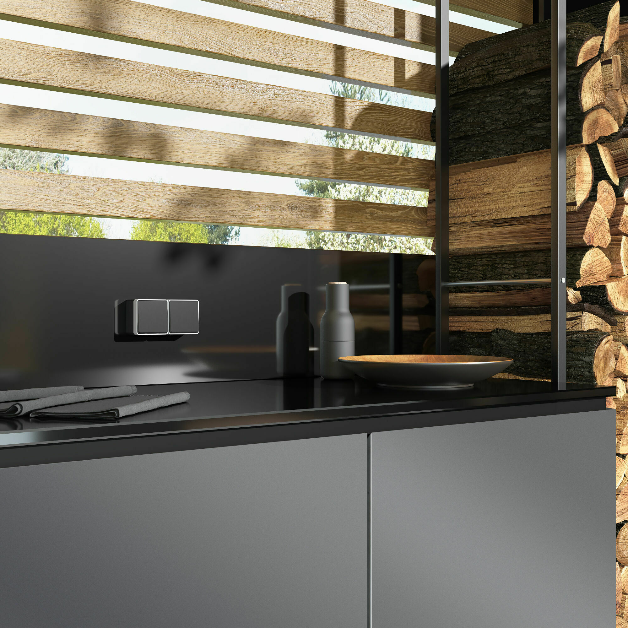 Изображение товара Выключатель одноклавишный влагозащищенный (чёрный/хром) W5010235 Gallant Werkel