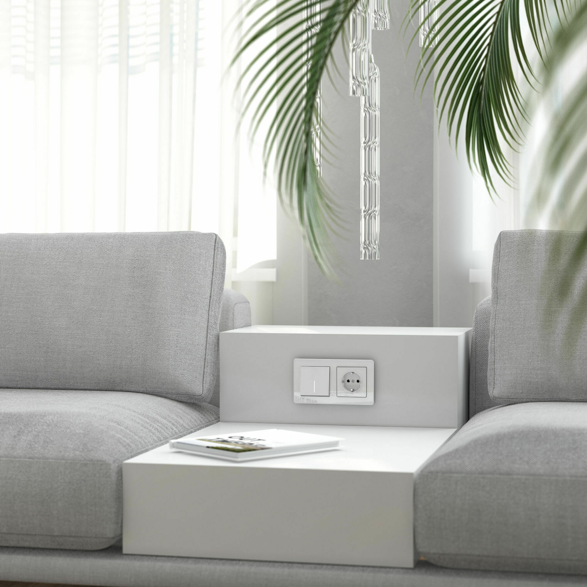 Изображение товара Выключатель одноклавишный с подсветкой (белый акрил) W1110141 Werkel