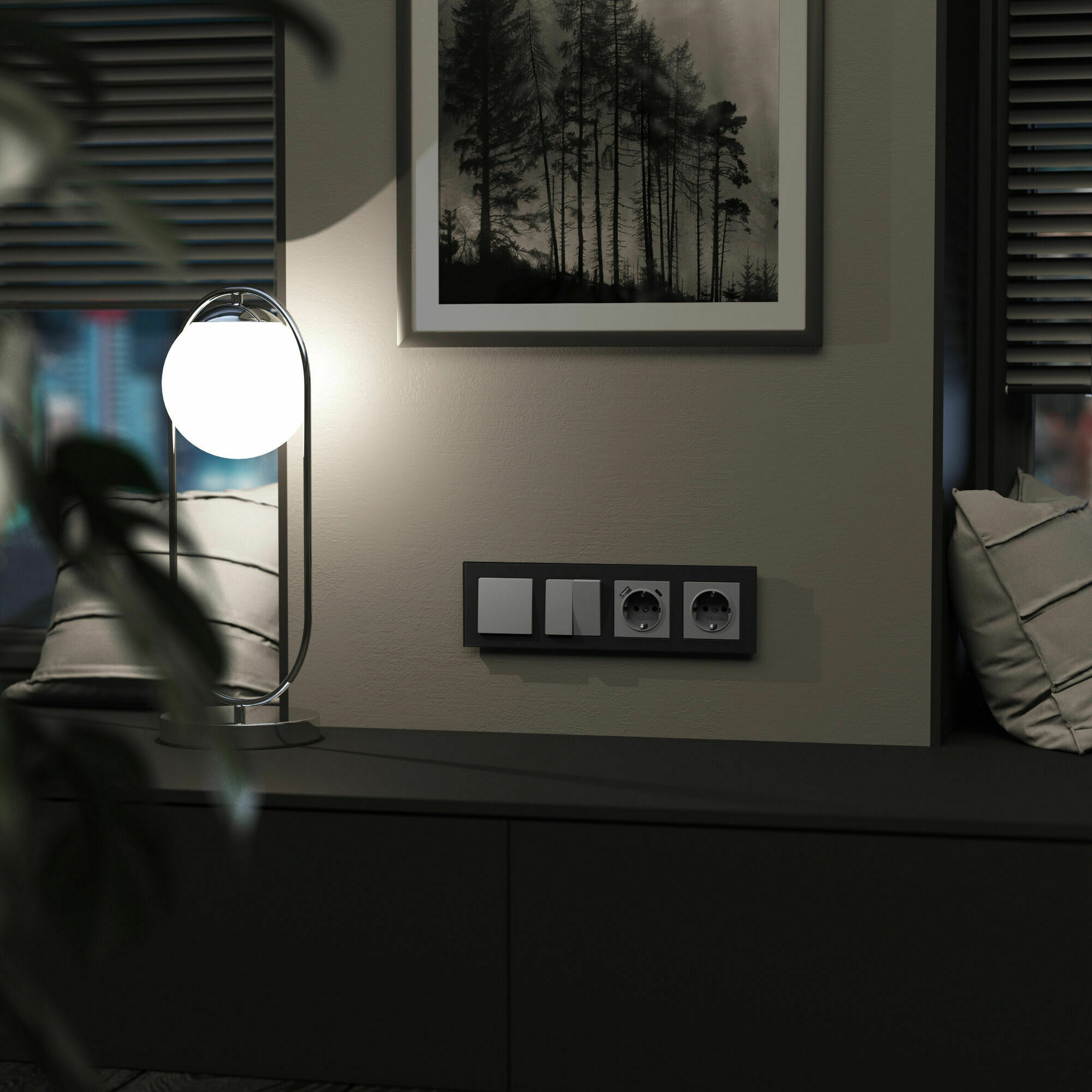 Изображение товара Рамка на 4 поста Senso (чёрный, стекло soft-touch) W0043108 Werkel