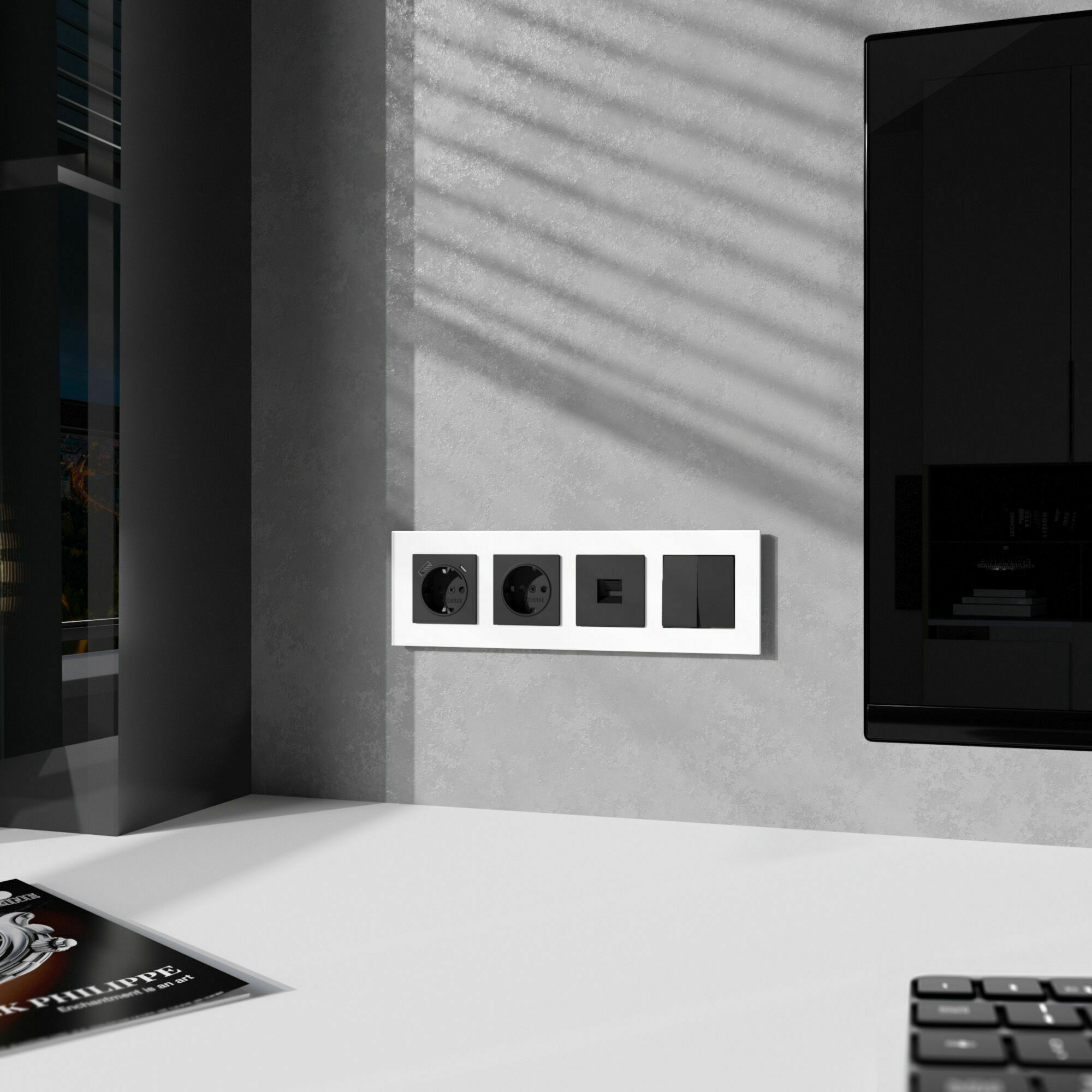 Изображение товара Рамка на 4 поста Slab (белый софт) W0042961 Werkel