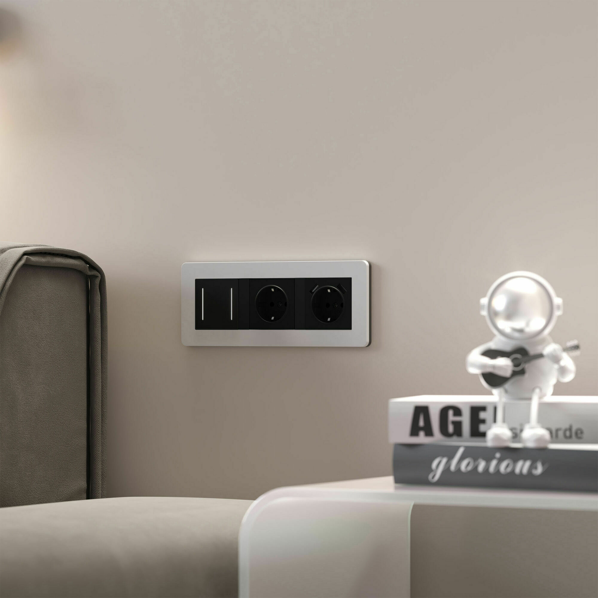 Изображение товара Рамка на 3 поста Split (белый/чёрный, soft-touch) W0033068 Werkel