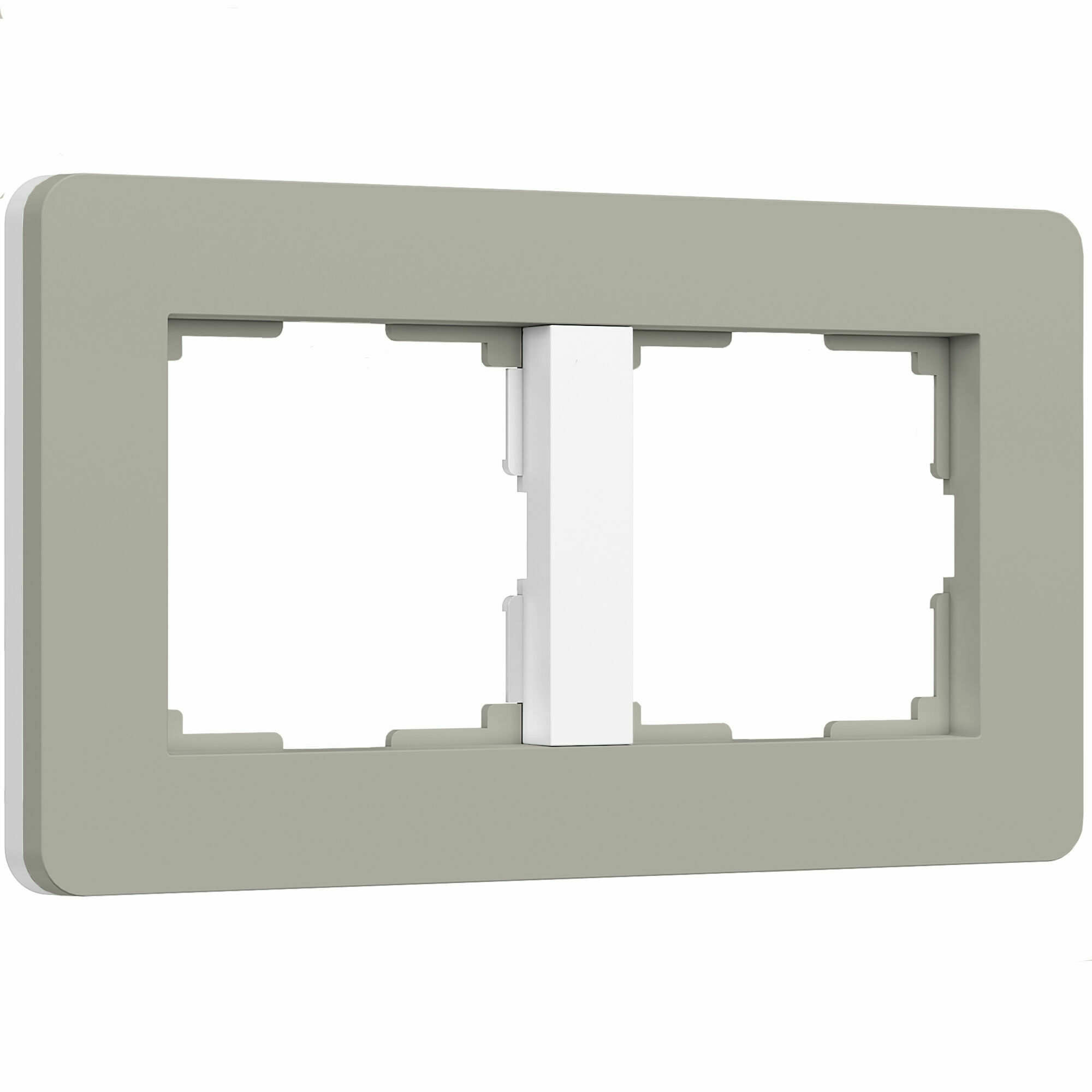 Изображение товара Рамка на 2 поста Split (дымчатый/белый, soft-touch) W0023067 Werkel