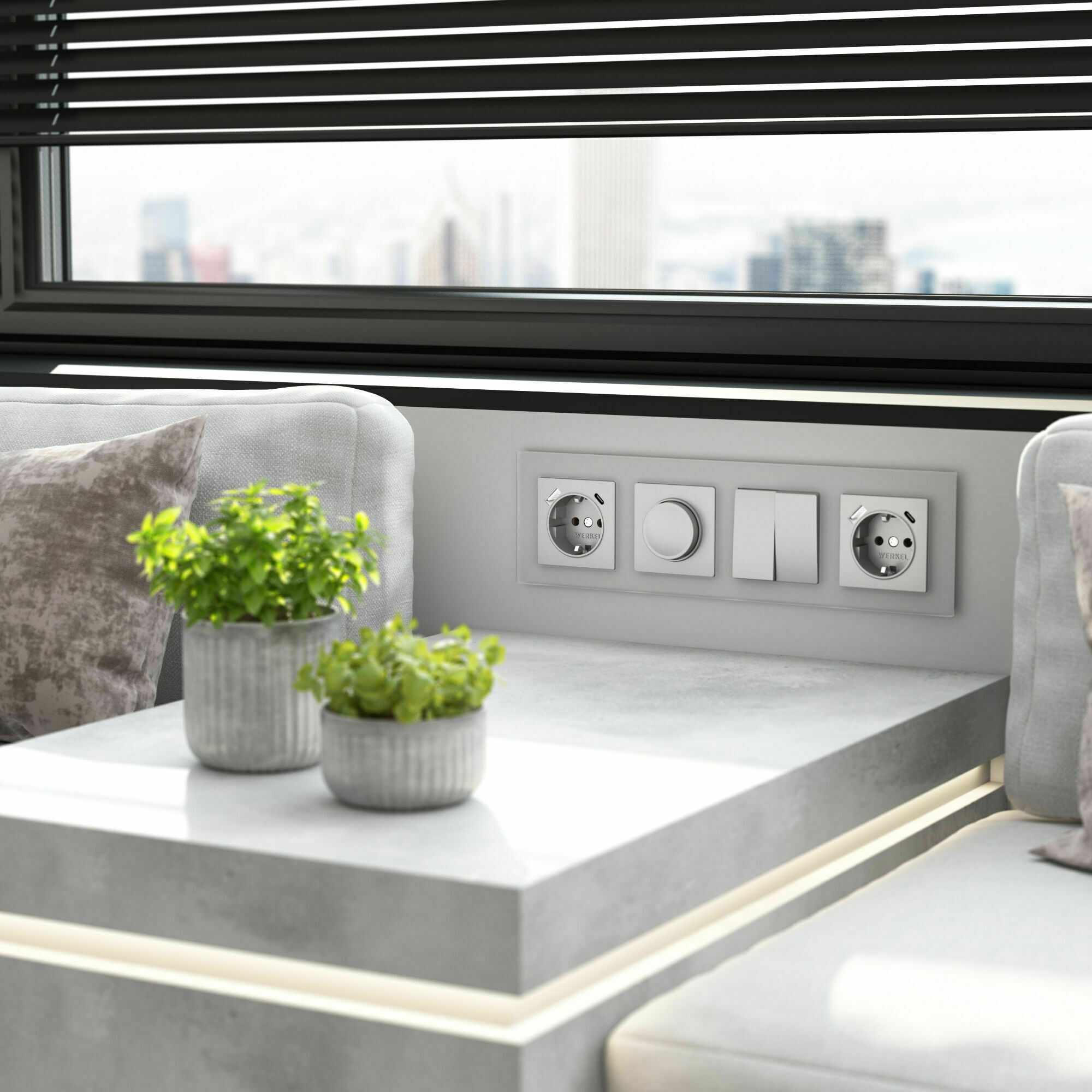 Изображение товара Рамка на 4 поста Senso (серебряный, стекло soft-touch) W0043106 Werkel