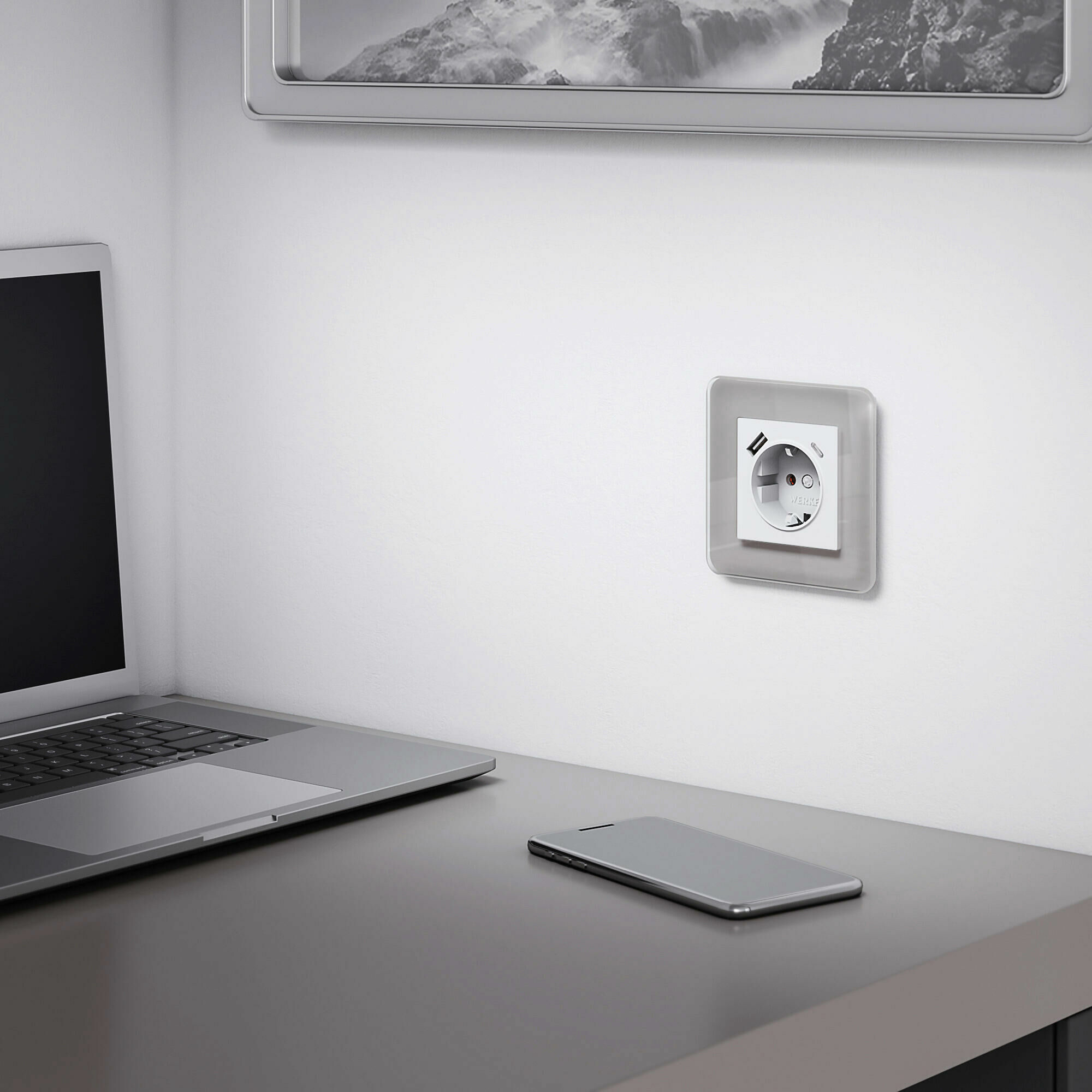 Изображение товара Рамка из стекла на 1 пост Elite дымчатый W0012417 Werkel