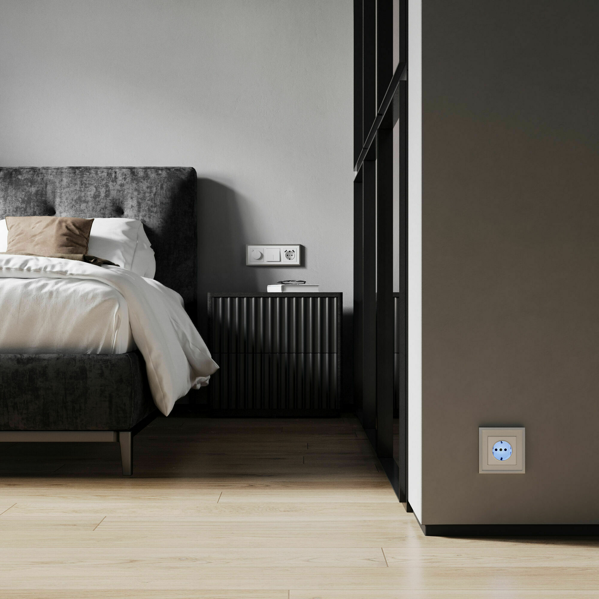 Изображение товара Розетка с подсветкой, одинарная, с заземлением, без шторок, винтовой зажим, 16А,  (белый матовый) W1171461 Werkel