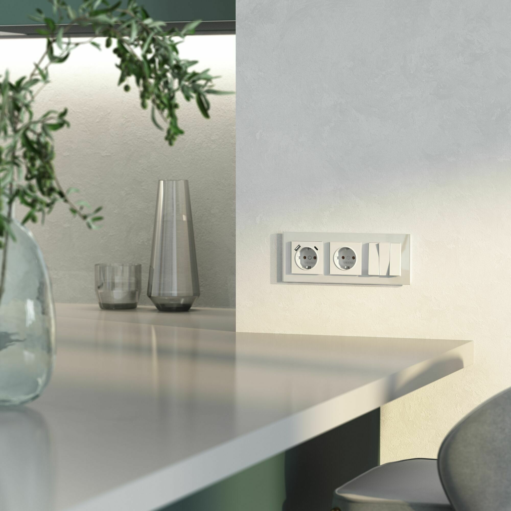 Изображение товара Рамка на 3 поста Favorit (белый,стекло) W0031101 Werkel