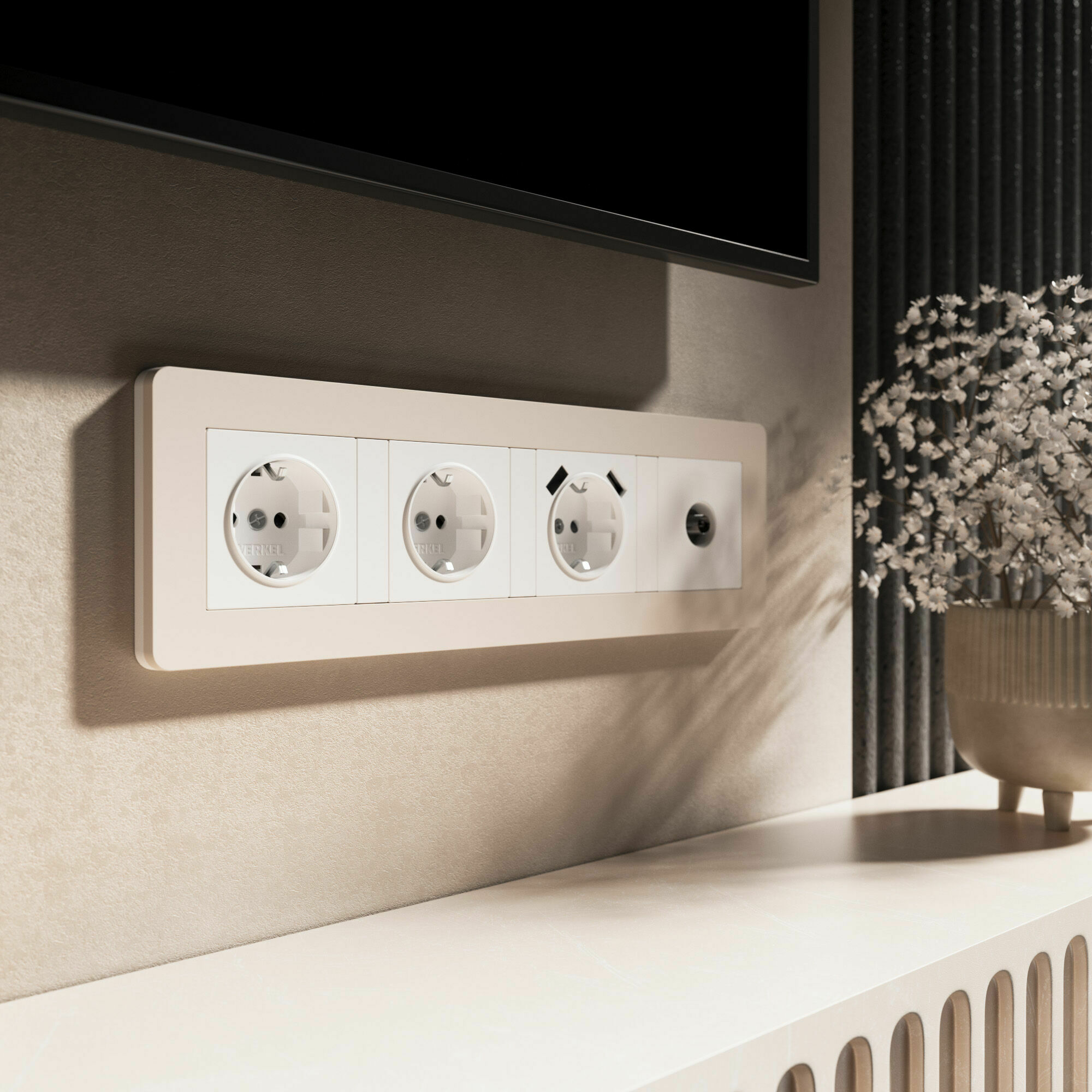 Изображение товара Рамка на 4 поста Split (айвори/белый, soft-touch) W0043066 Werkel