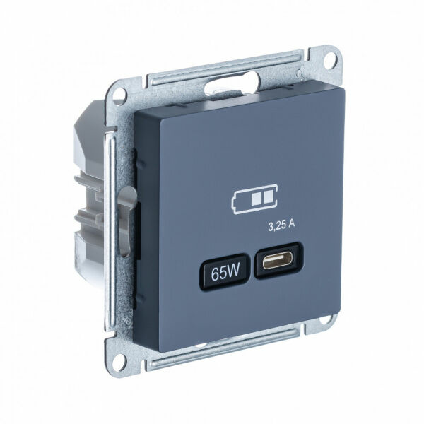 Изображение товара Розетка с USB тип-C 65W высокоскор.заряд. QC, PD, мех., Грифель, ATN000727 Atlas Design Schneider electric