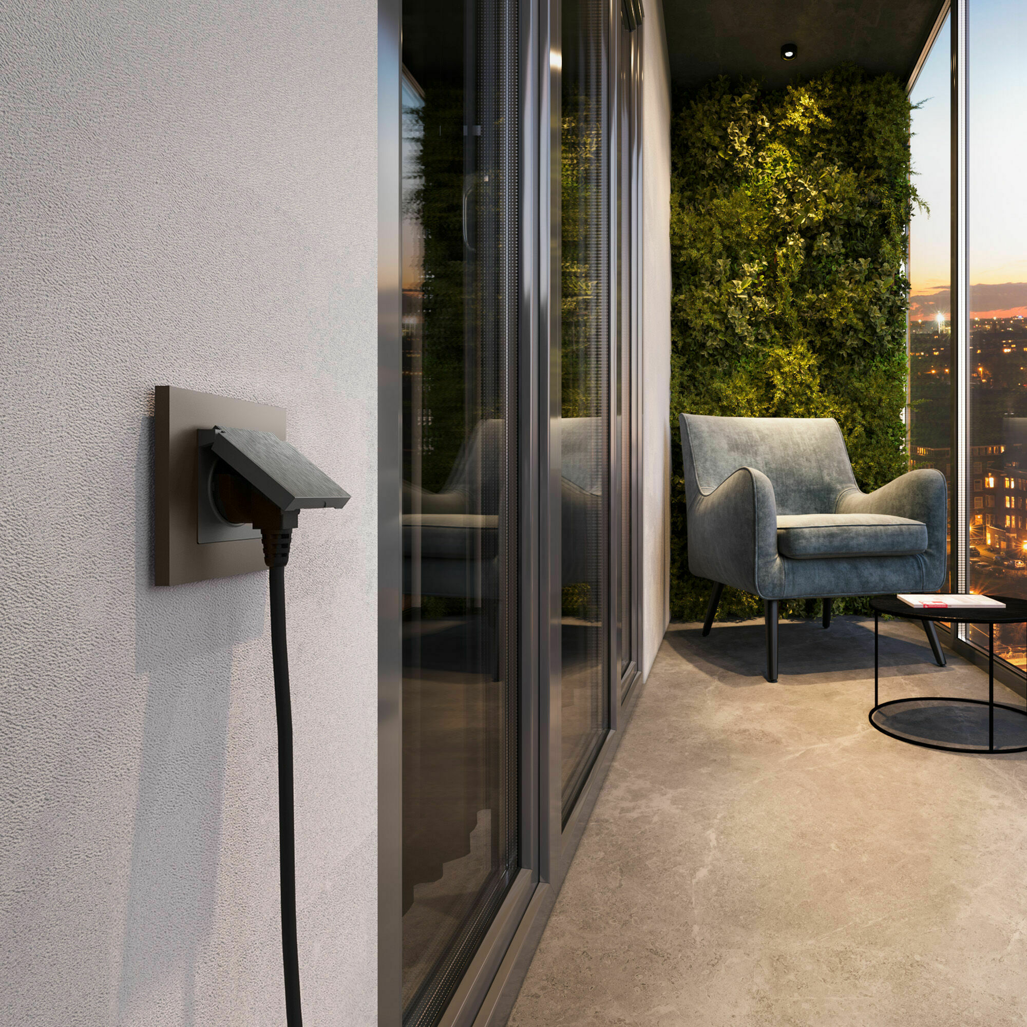 Изображение товара Розетка одинарная, с заземлением, шторками и крышкой (графит рифленый) W1171204 Werkel