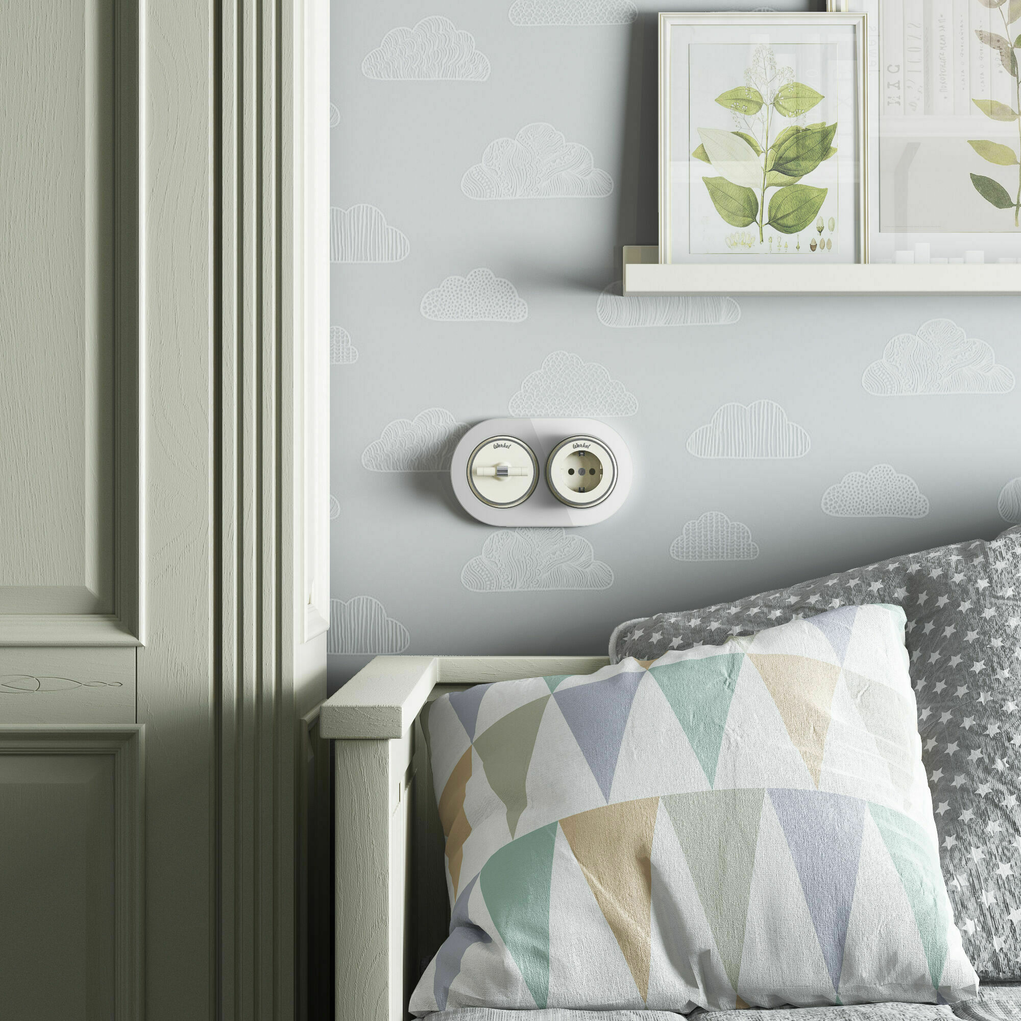 Изображение товара Выключатель на 4 положения двухклавишный (слоновая кость матовый/хром) W5822055 Vintage Werkel