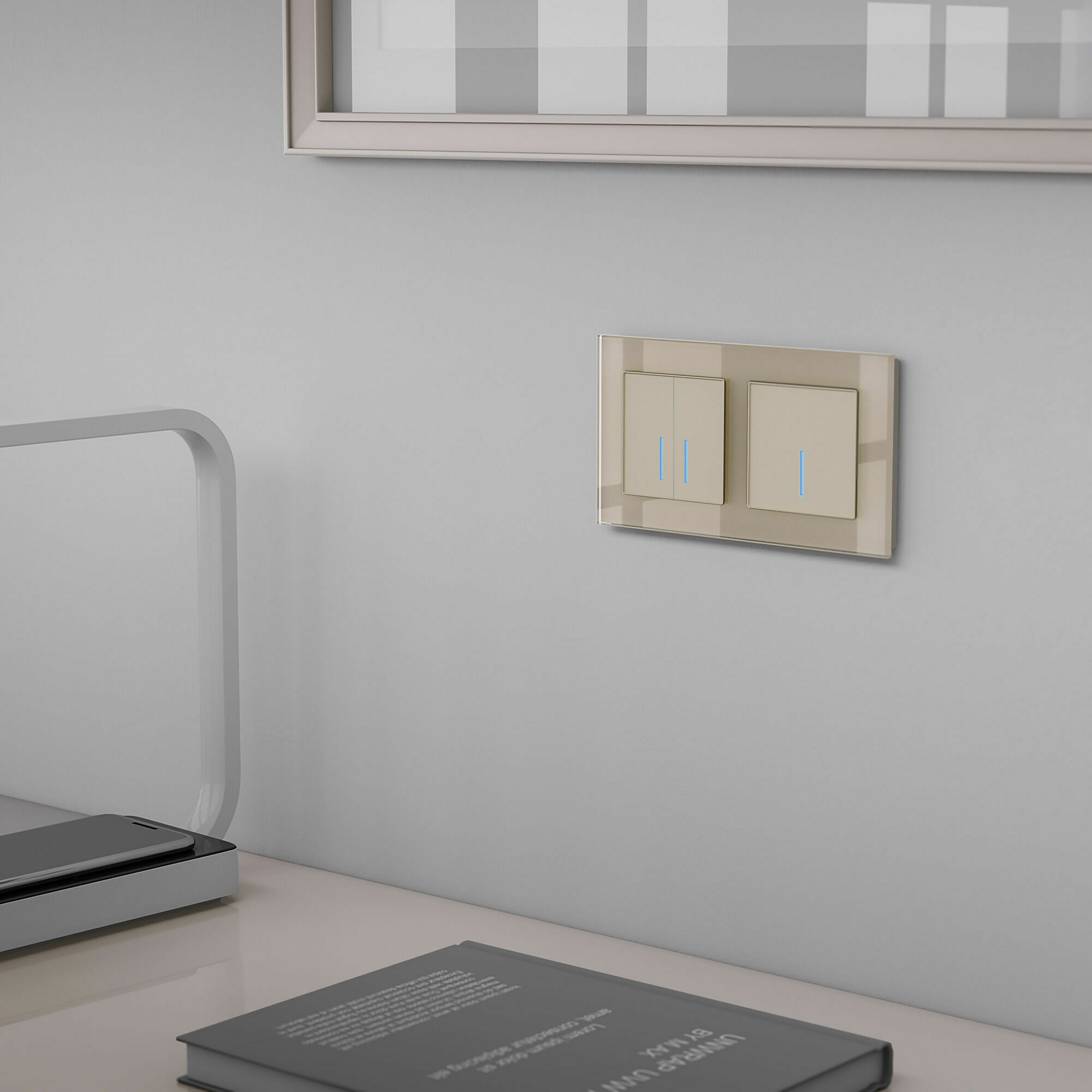 Изображение товара Сенсорный выключатель одноклавишный с подсветкой 1000 Вт (шампань) W4510011 Werkel