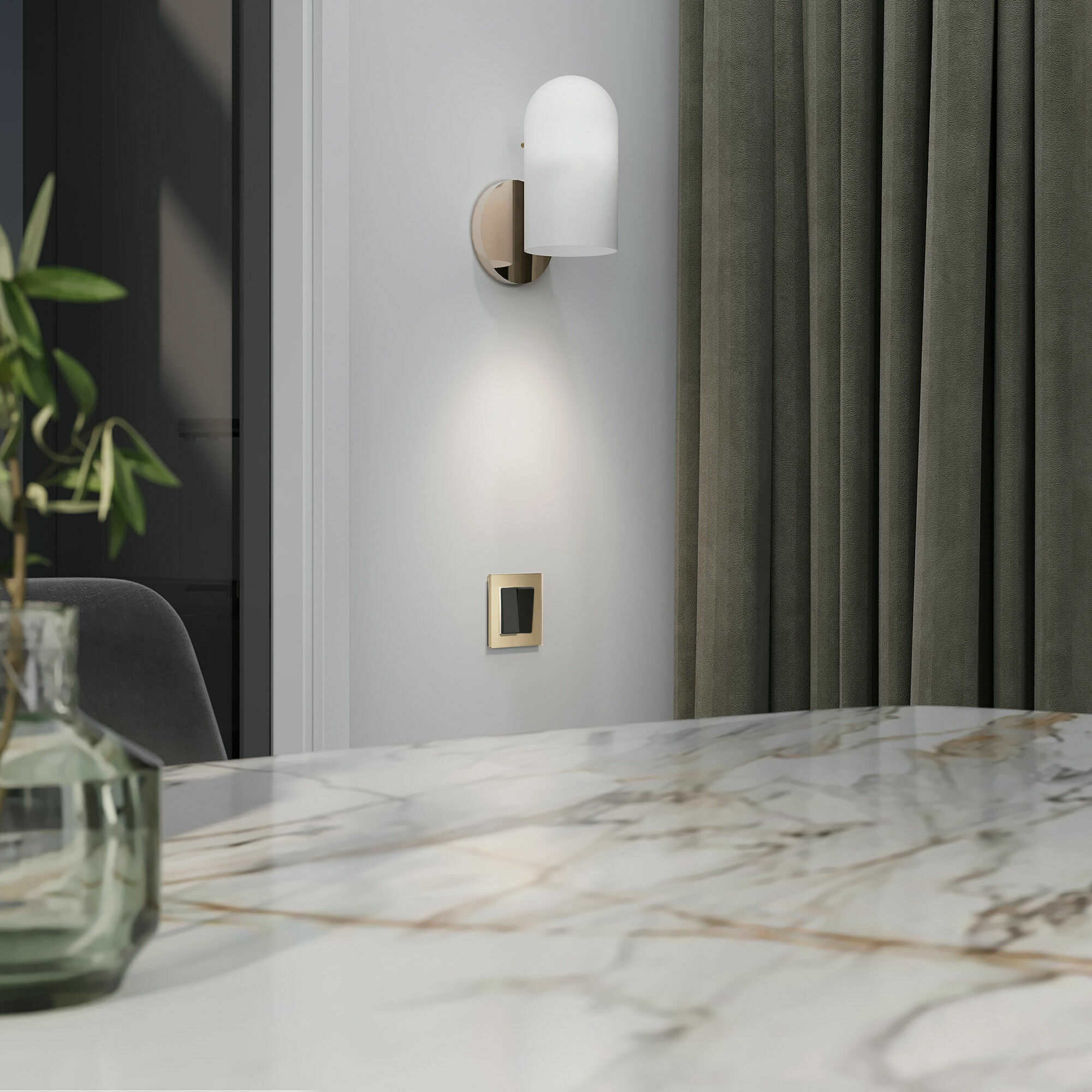 Изображение товара Выключатель двухклавишный проходной (чёрный акрил) W1122048 Werkel