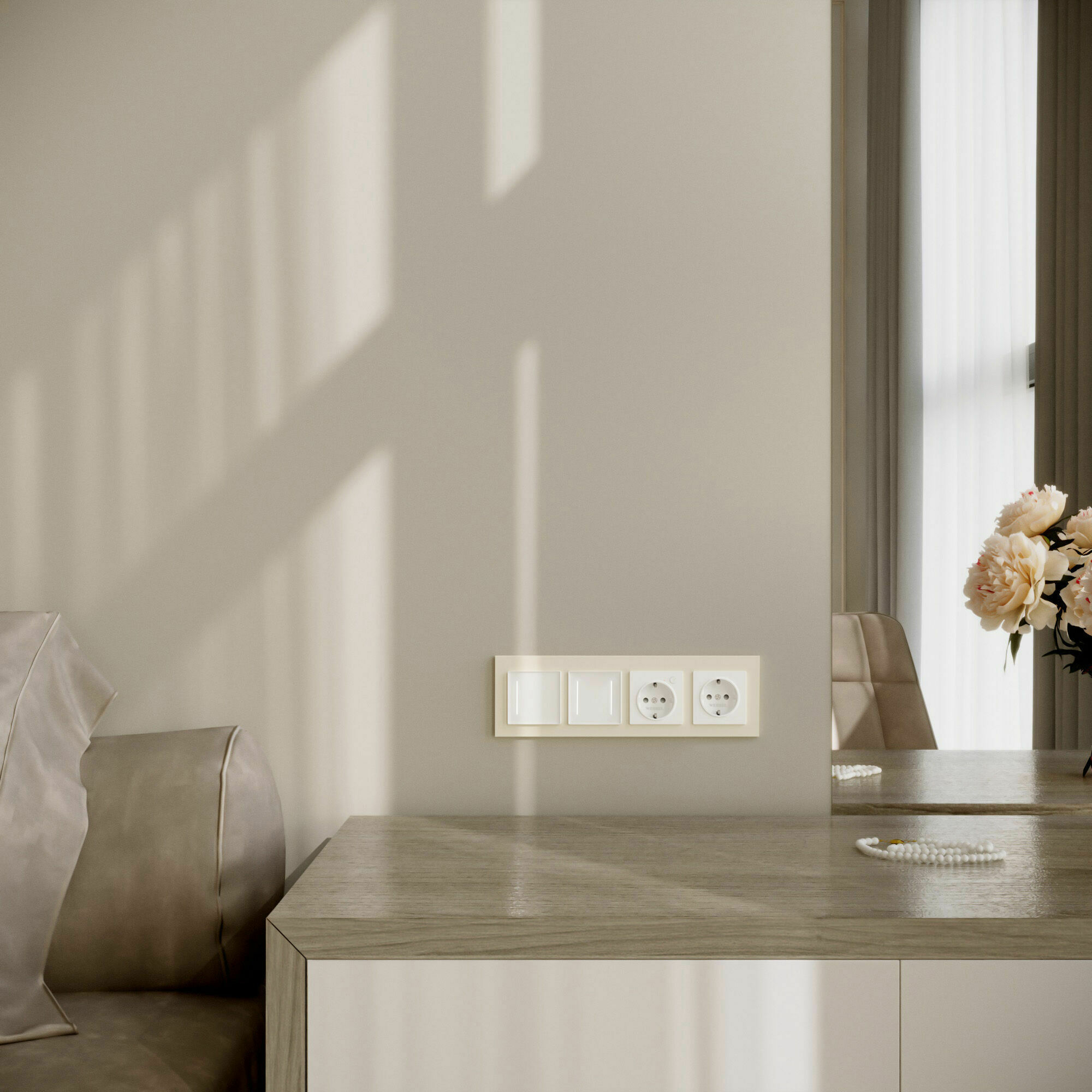 Изображение товара Рамка на 4 поста Slab (айвори софт) W0042962 Werkel