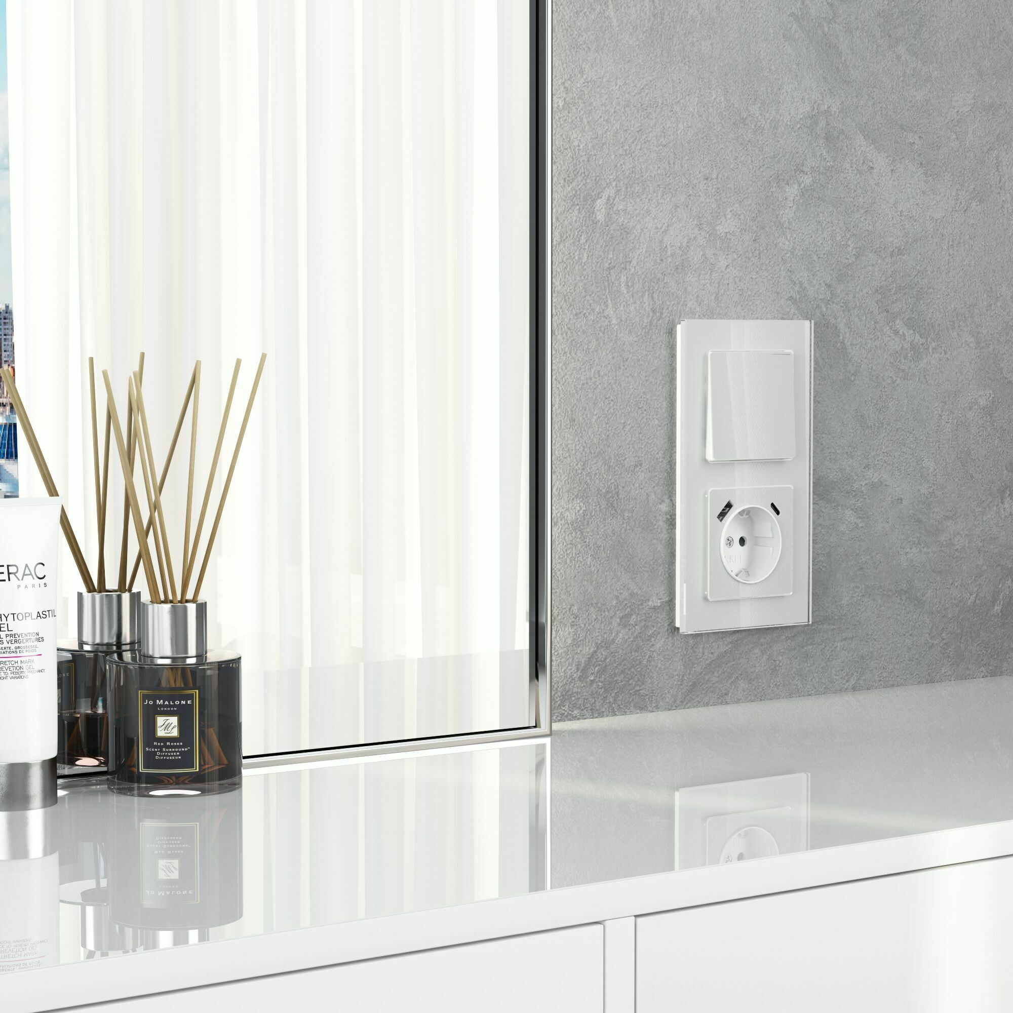 Изображение товара Выключатель одноклавишный (белый акрил) W1110041 Werkel