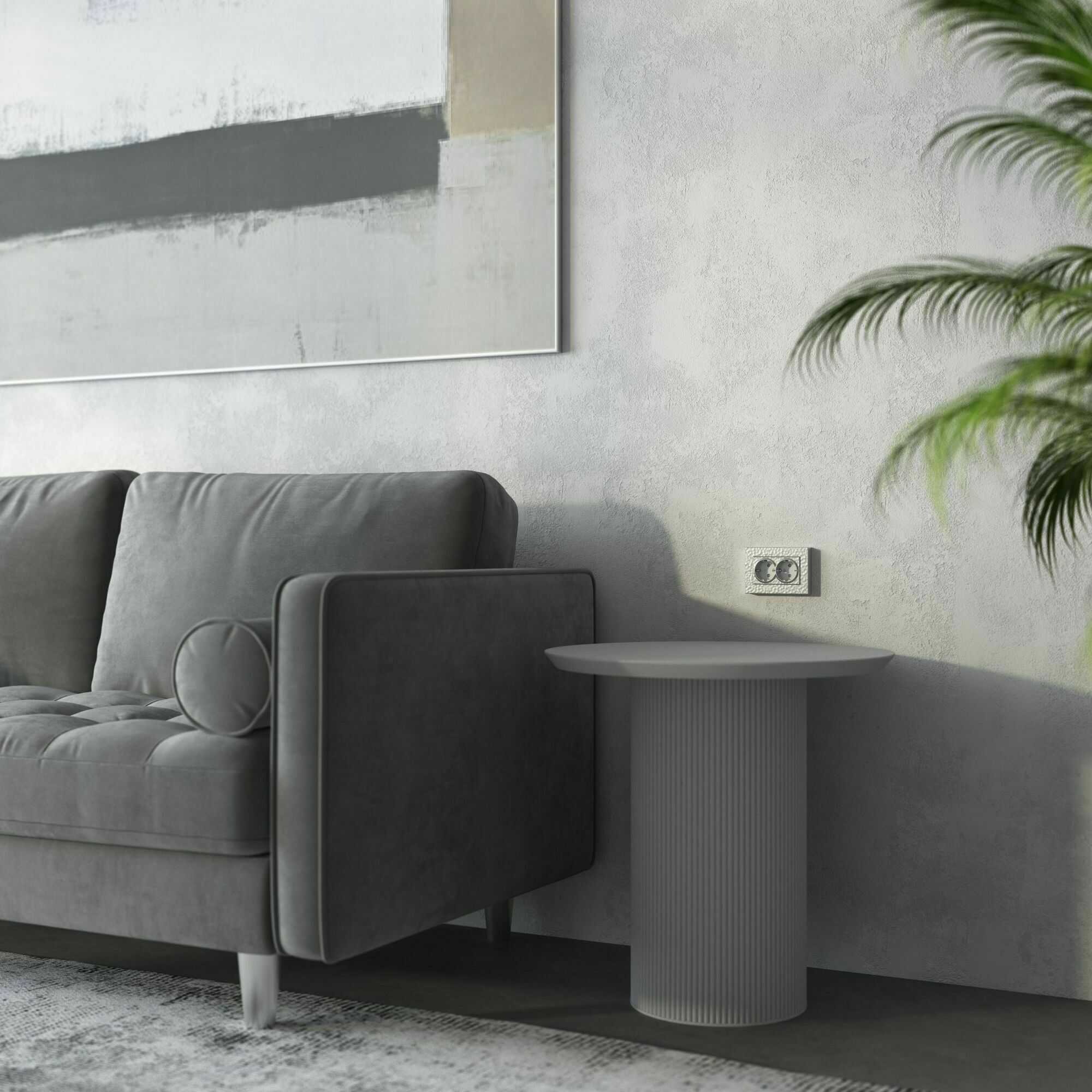 Изображение товара Розетка двойная, с заземлением, без шторок, винтовой зажим, 16А, (hammer серебряный) W1272006 Werkel