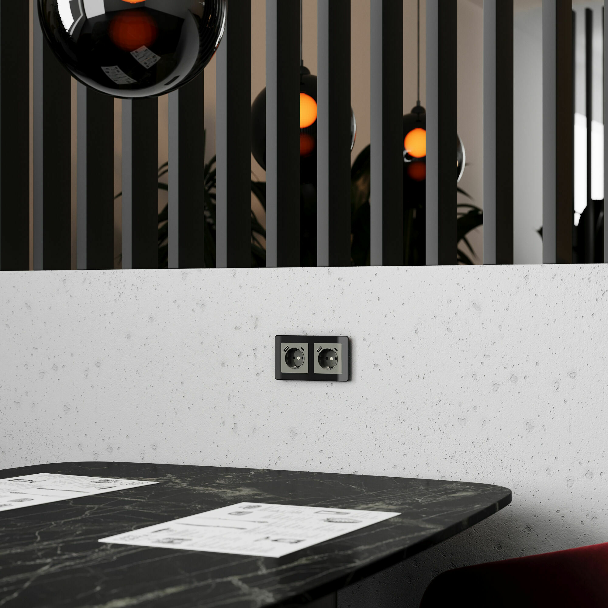 Изображение товара Розетка с заземлением, шторками и USB тип A+C (графит акрил) W1171744 Werkel