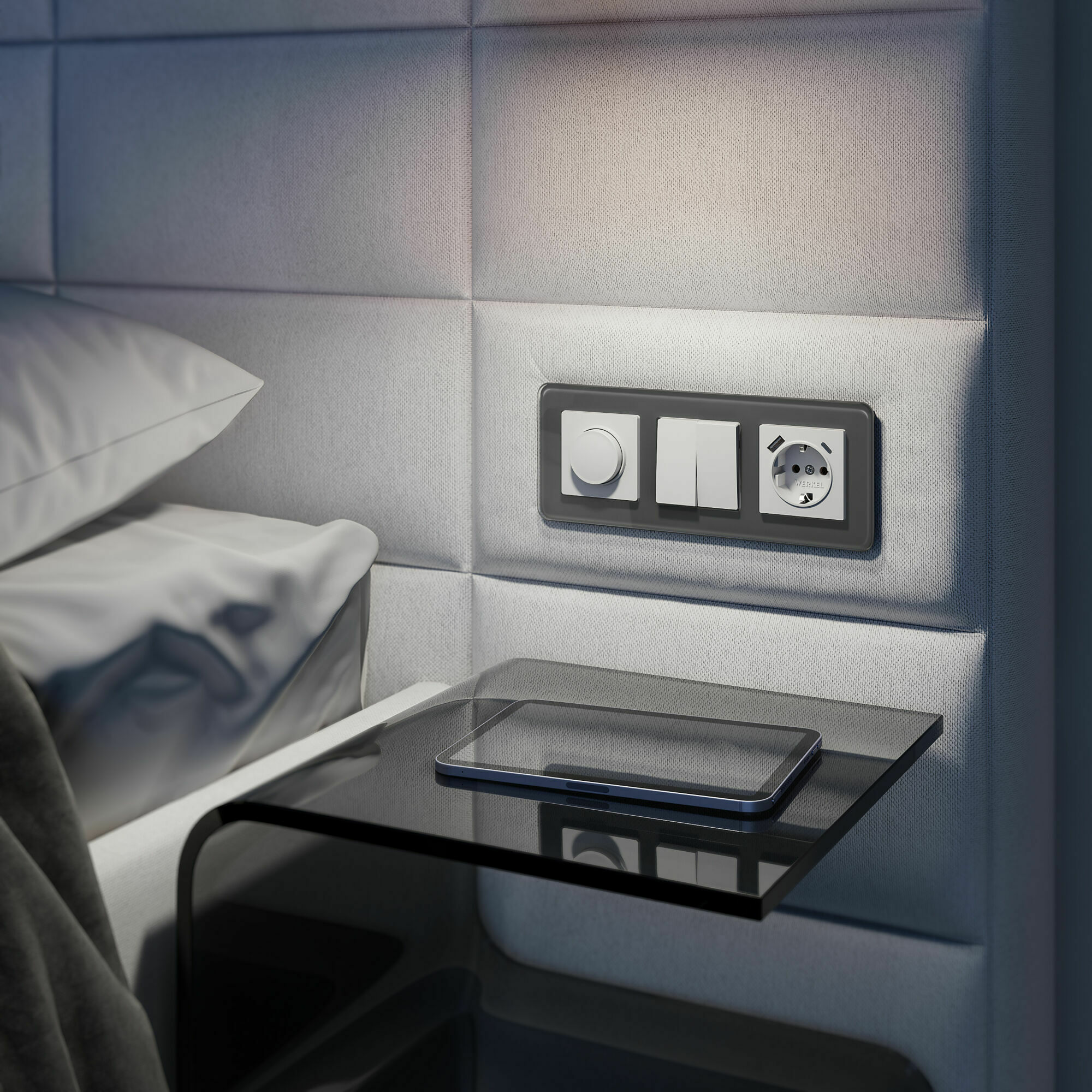 Изображение товара Рамка из стекла на 3 поста Elite графит W0032440 Werkel