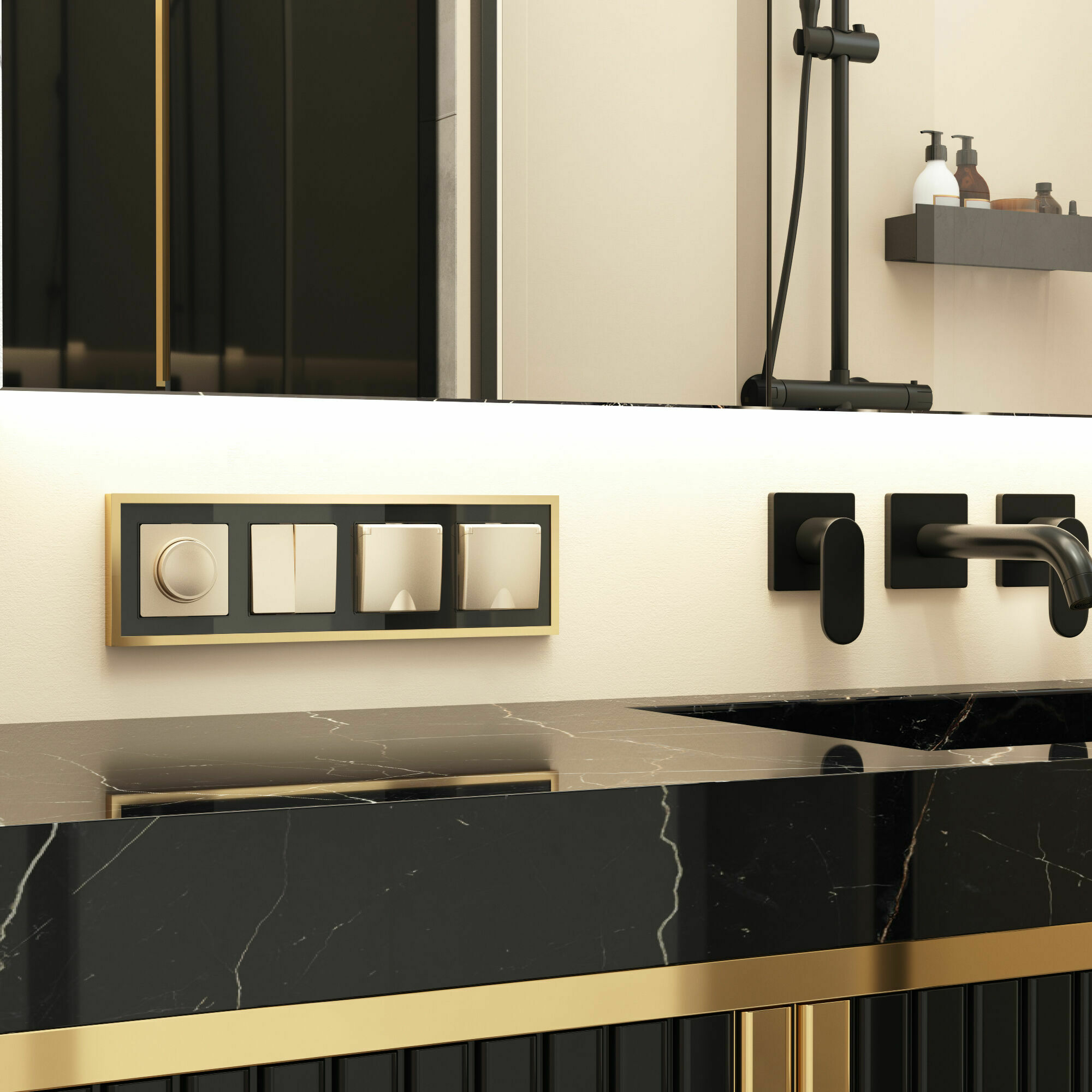 Изображение товара Рамка на 4 поста Baguette (чёрный/латунь) W0042852 Werkel