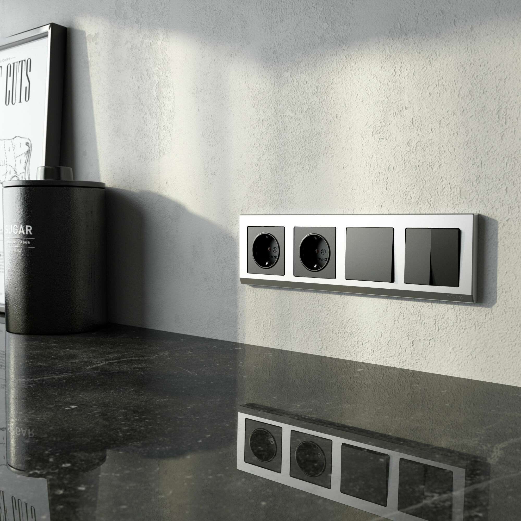 Изображение товара W0041806/ Рамка на 4 поста Stark (серебряный) Werkel