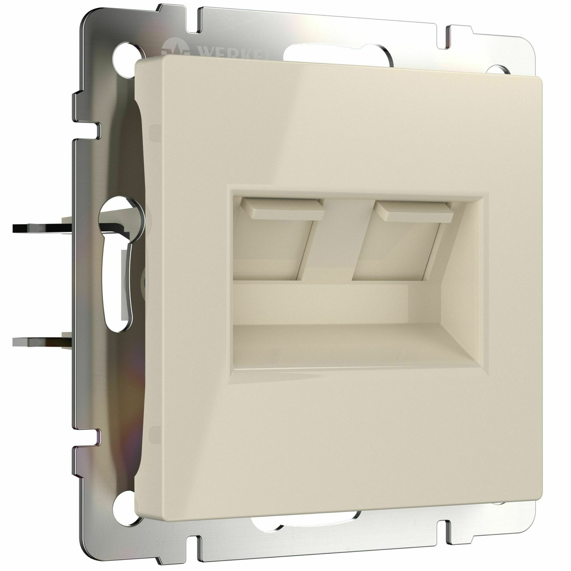 Изображение товара Розетка компьютерная, двойная Ethernet RJ-45, cat.5e (слоновая кость) W1181103 Werkel