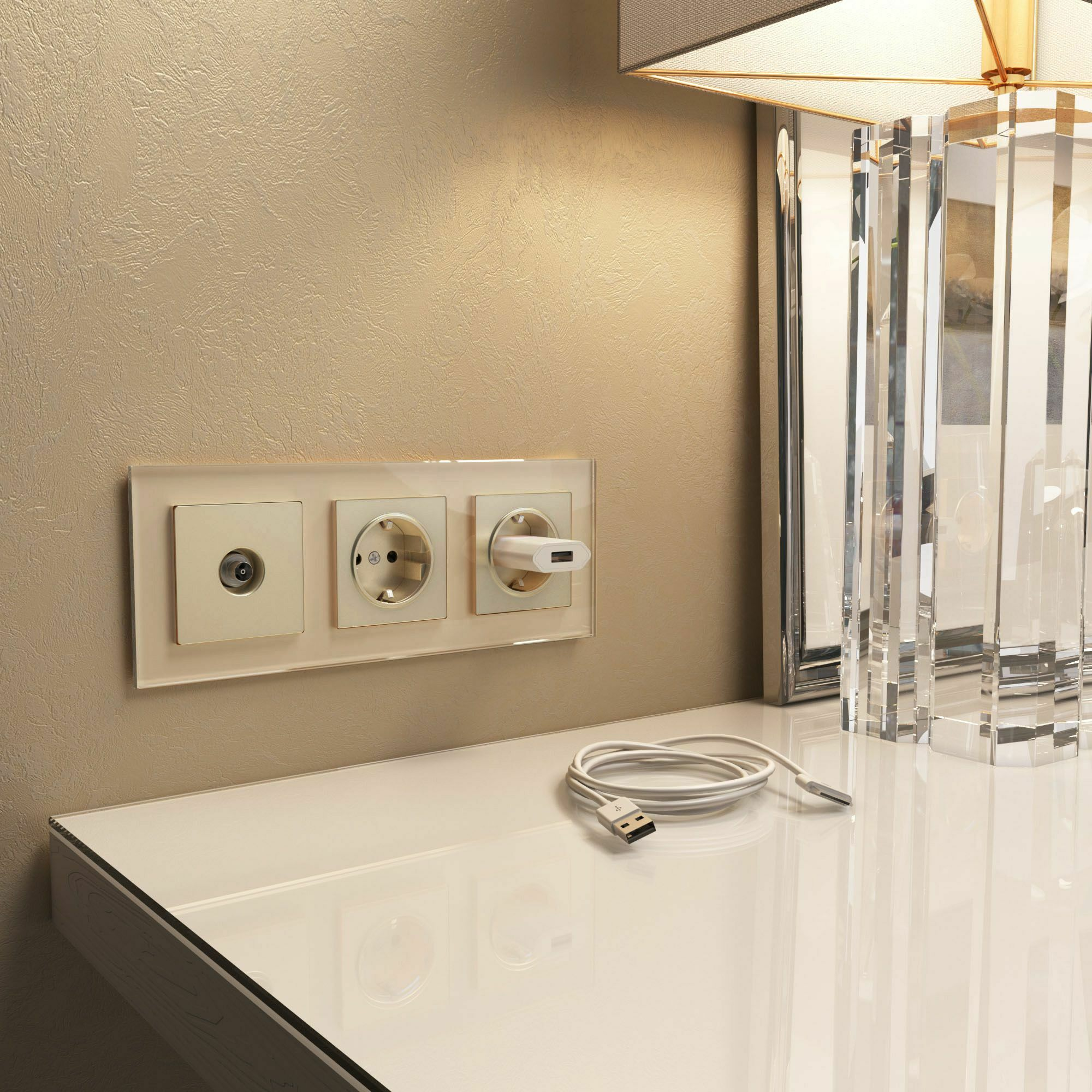 Изображение товара Рамка на 3 поста Favorit (шампань) W0031111 Werkel