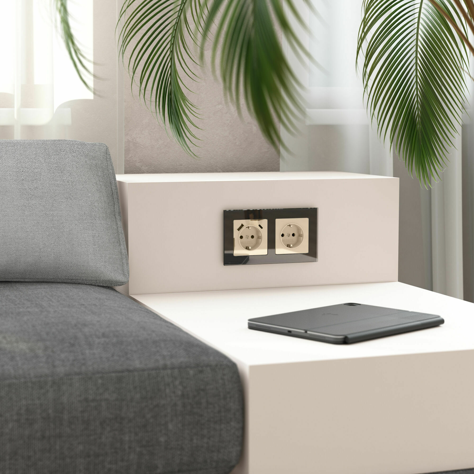 Изображение товара Розетка одинарная, с заземлением, без шторок, винтовой зажим, 16А (айвори акрил) W1171043 Werkel