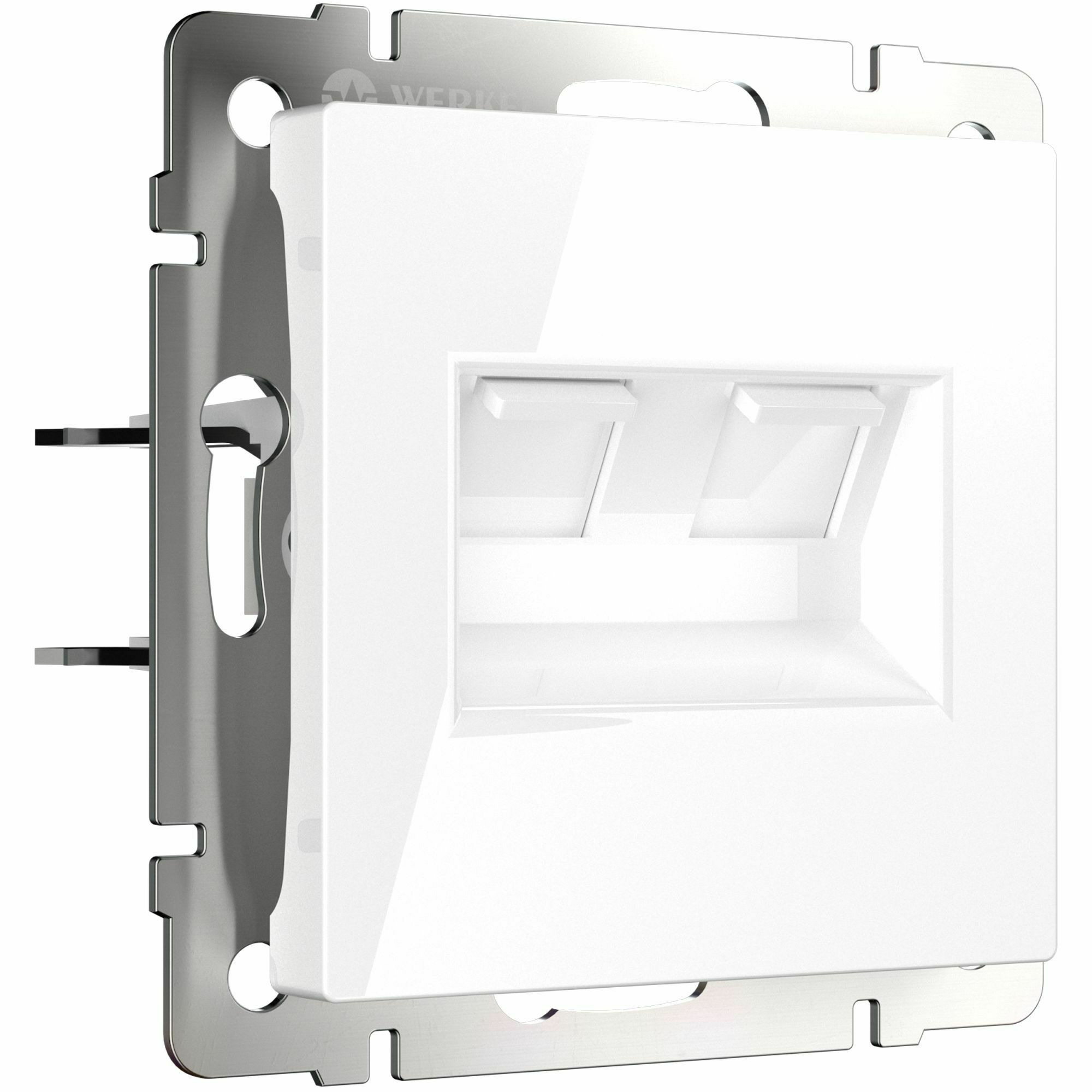 Изображение товара Розетка компьютерная, двойная Ethernet RJ-45, cat.5e (белая) W1181101 Werkel