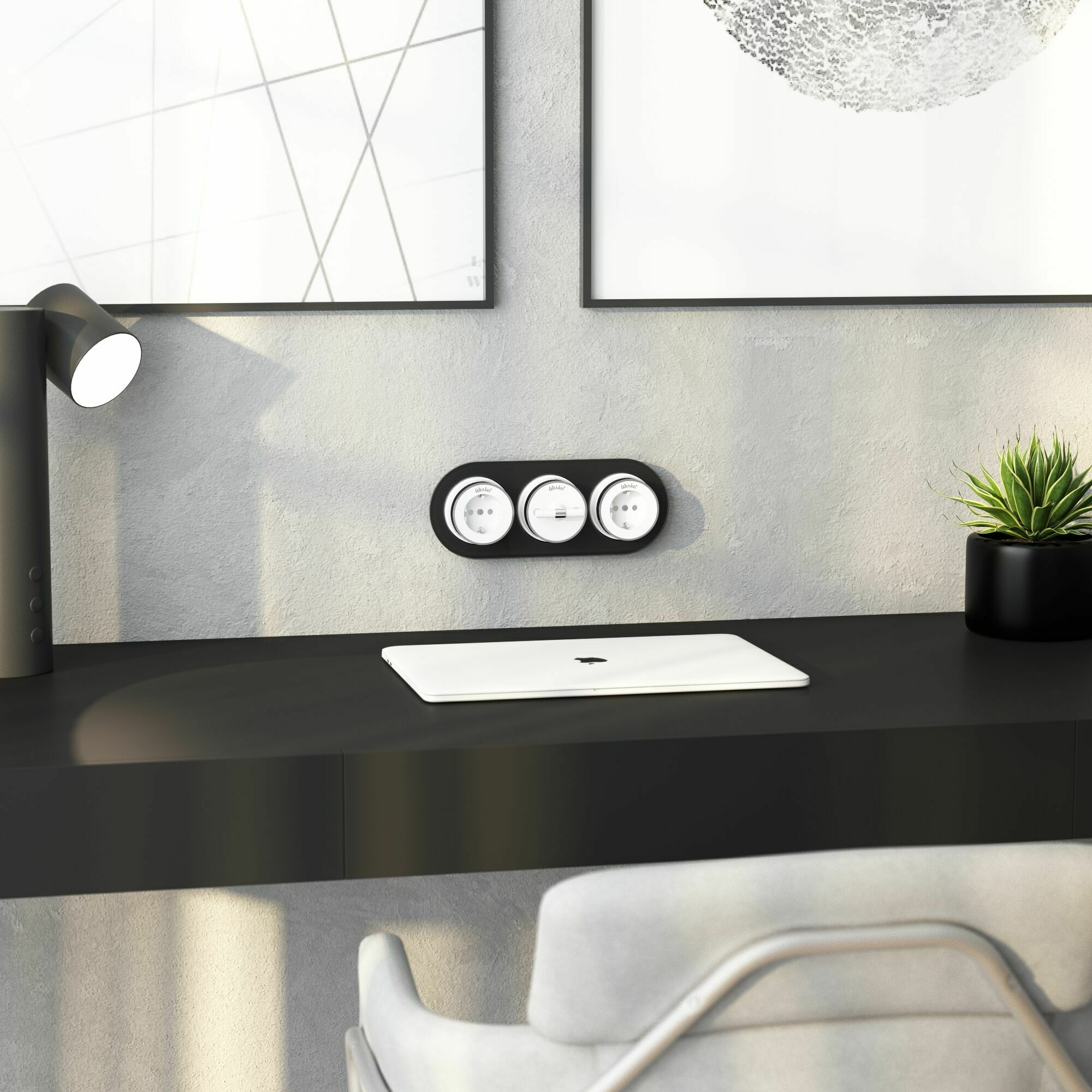 Изображение товара Рамка на 3 поста (чёрный) Favorit Runda W0035108  Retro Werkel