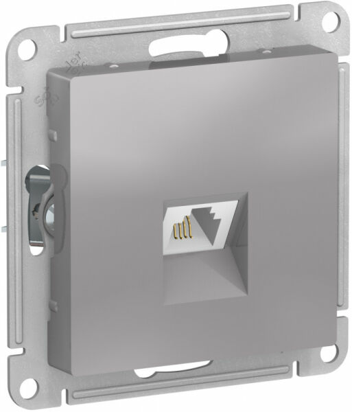 Изображение товара Розетка телефонная RJ-11, RJ11, механизм,  Алюминий, ATN000381 Atlas Design Schneider electric