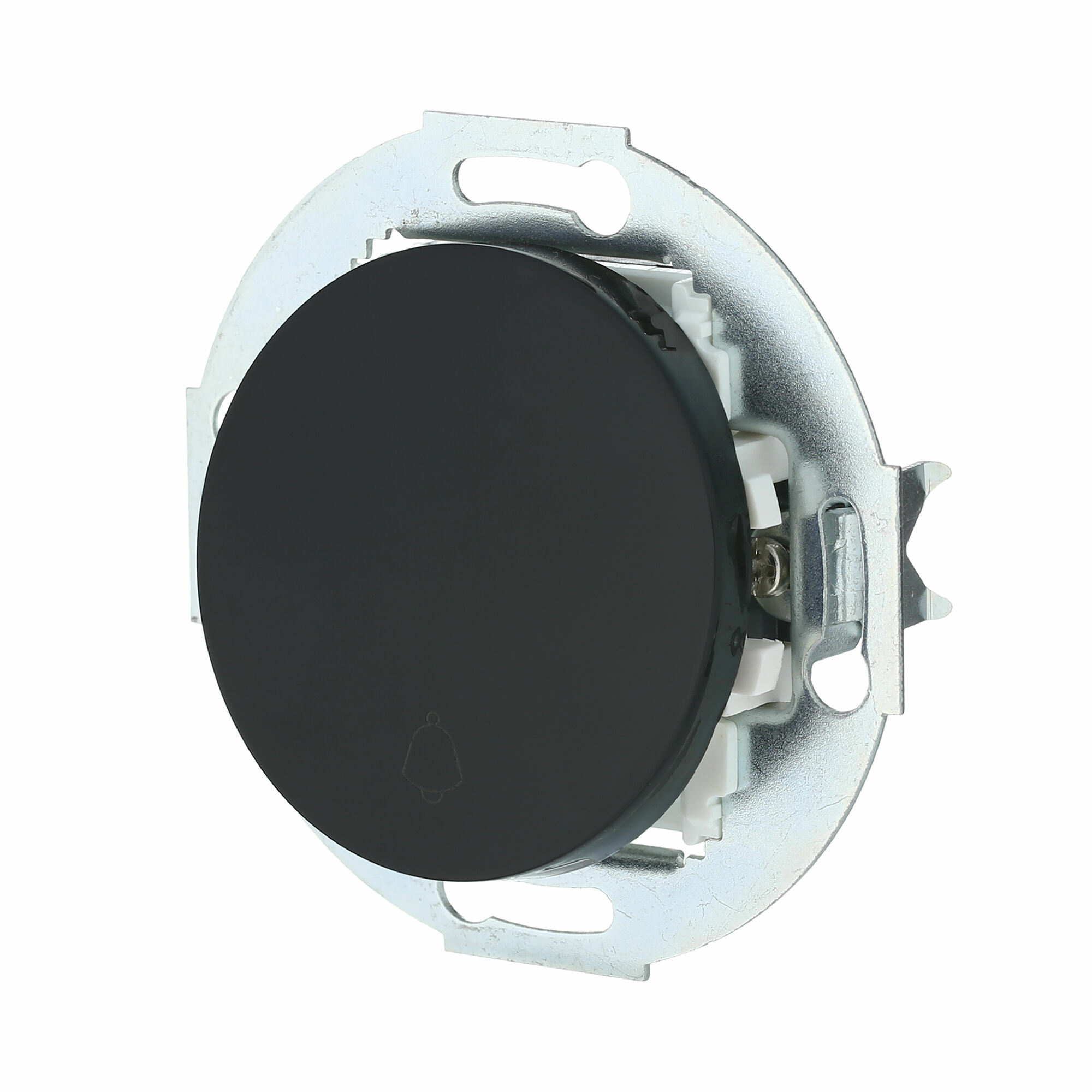 Изображение товара Выключатель-кнопка одноклавишный (схема 1T) с символом "звонок", 16 А, 250 В (чёрный) Vintage, 880508-1 LK Studio