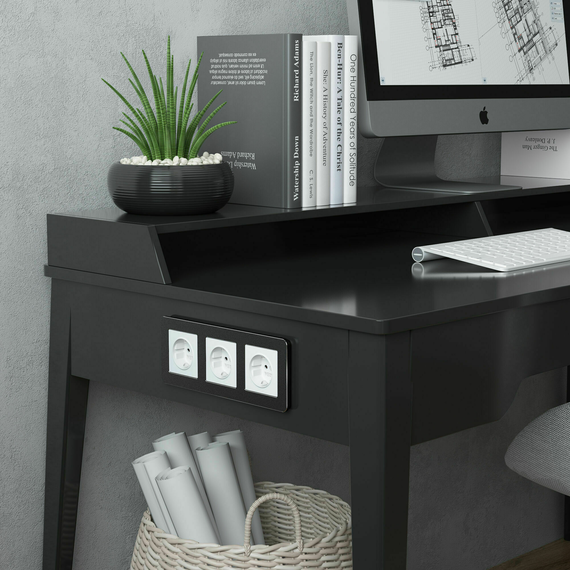 Изображение товара Розетка одинарная, с заземлением и шторками, (белый матовый) W1171161 Werkel