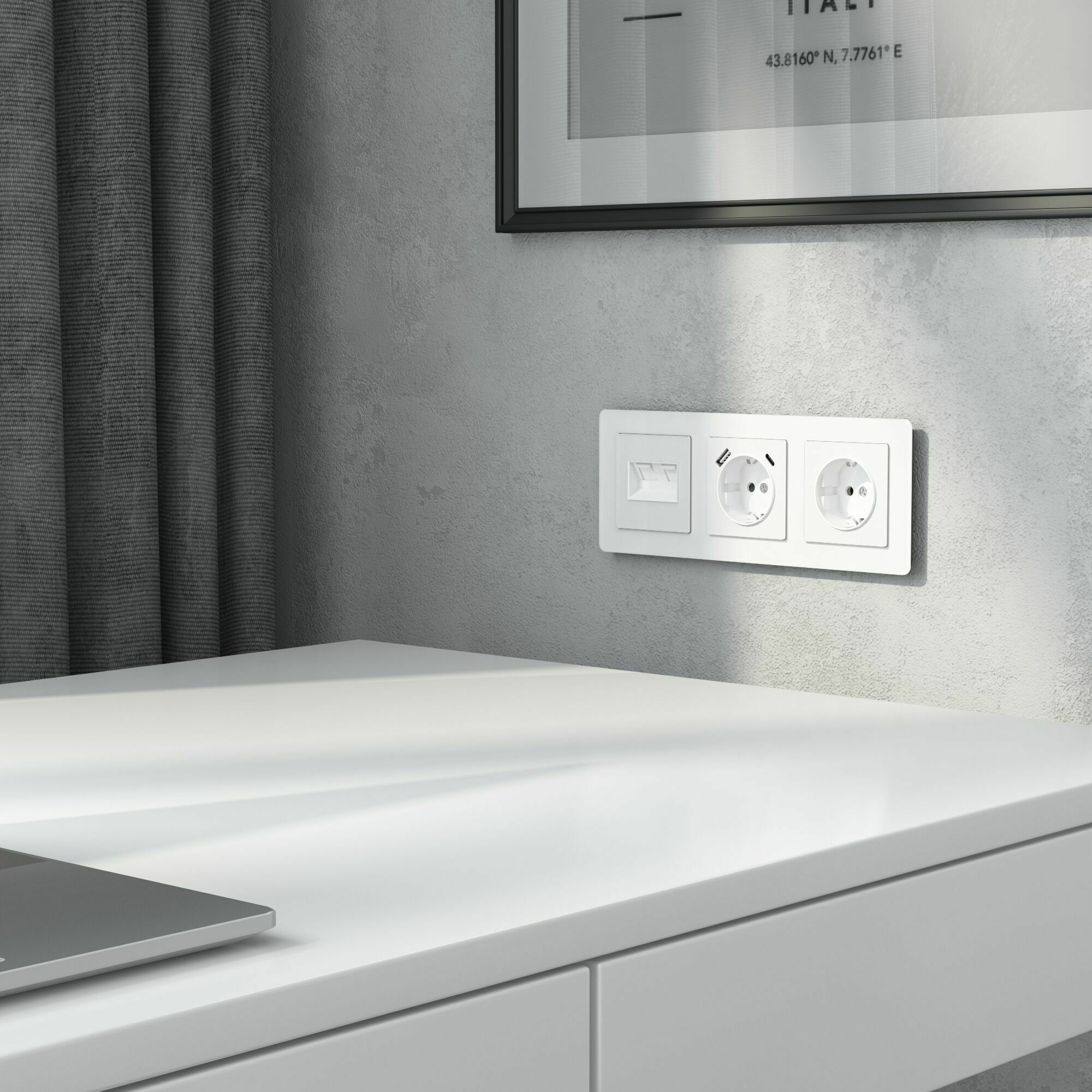 Изображение товара Накладка для двойной розетки Еthernet RJ-45, (белый акрил) W1191141 Werkel