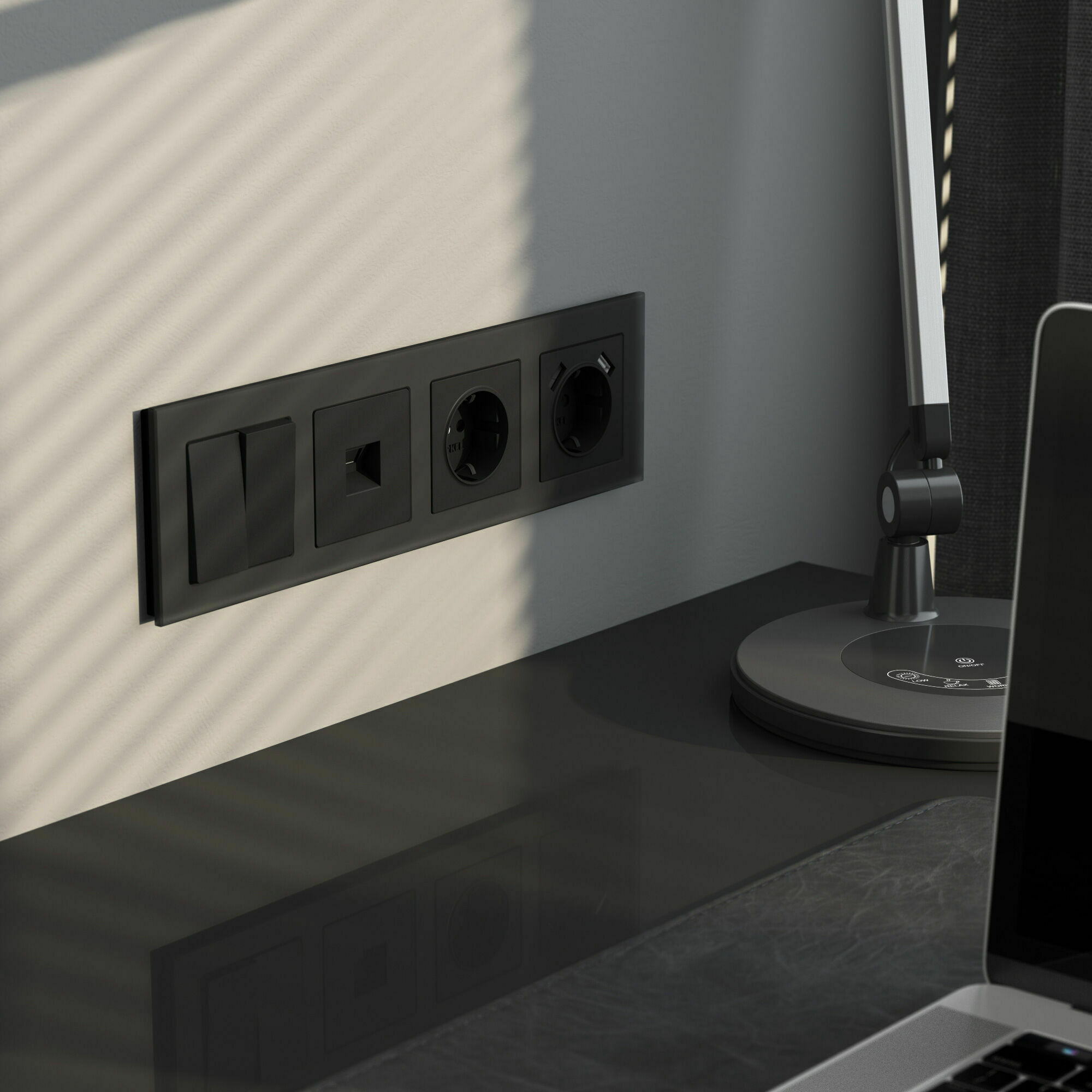 Изображение товара Рамка на 4 поста Senso (чёрный, стекло soft-touch) W0043108 Werkel