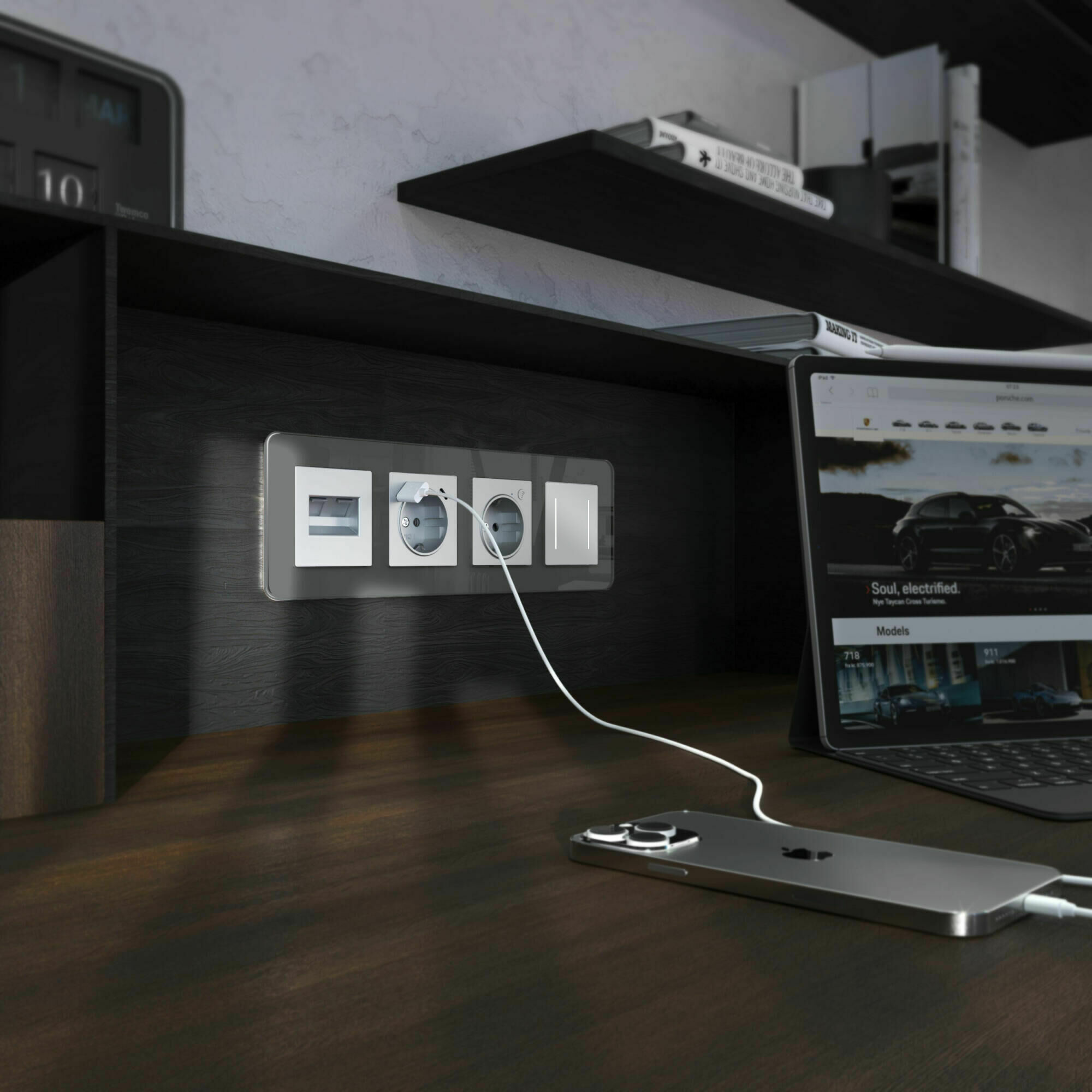 Изображение товара Рамка из стекла на 4 поста Elite графит W0042440 Werkel