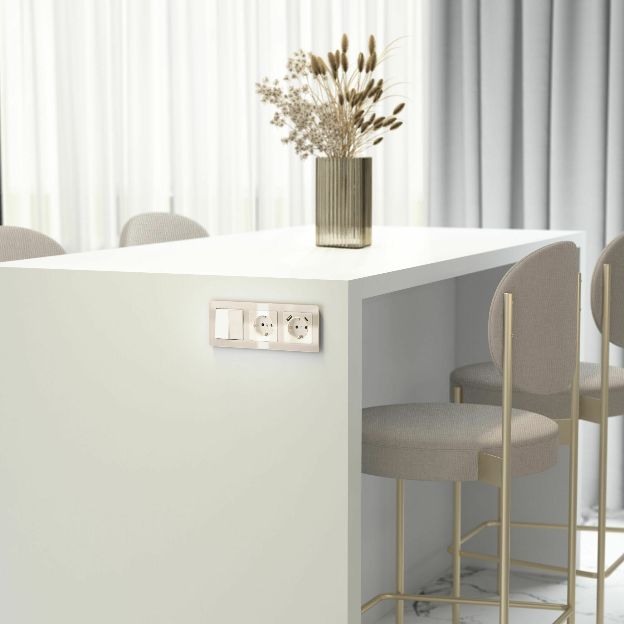 Изображение товара Розетка одинарная, с заземлением, без шторок, винтовой зажим, 16А (айвори акрил) W1171043 Werkel