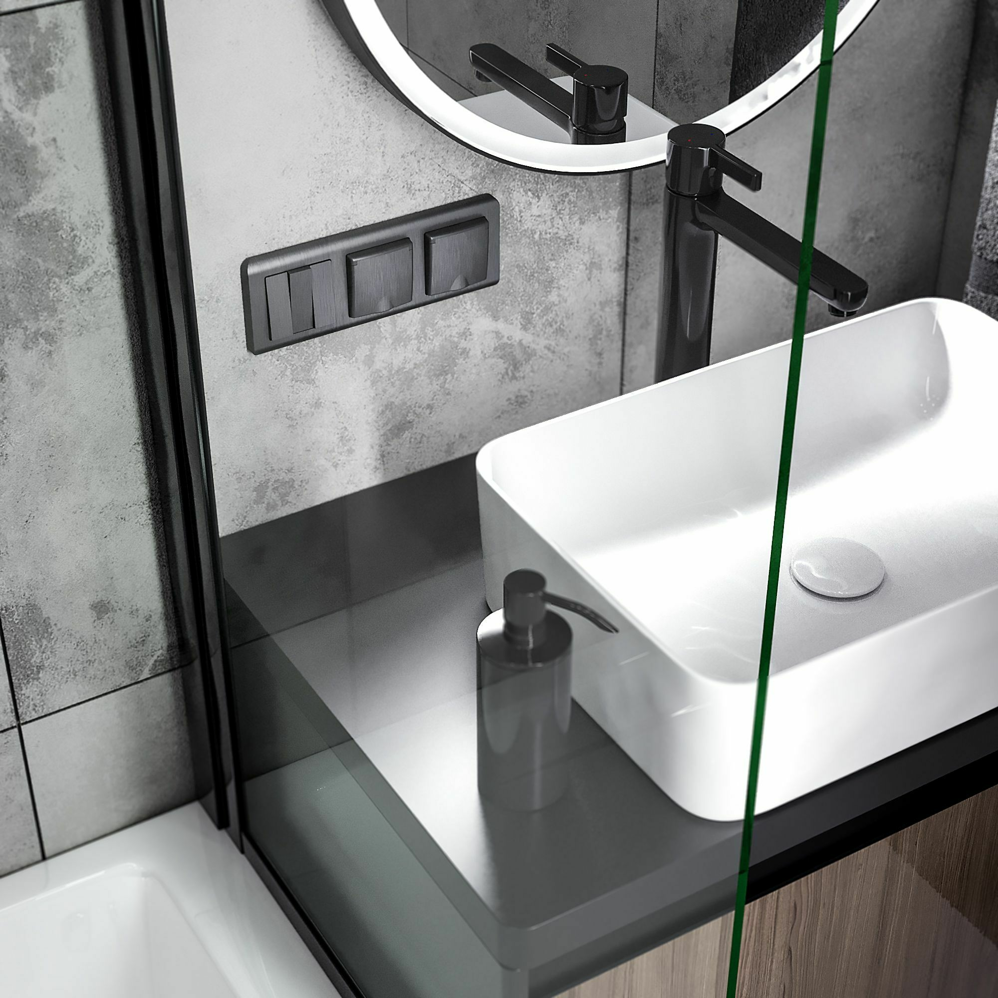 Изображение товара Набор клавиш для выключателя трехклавишного (графит рифленый) W1139004 Werkel