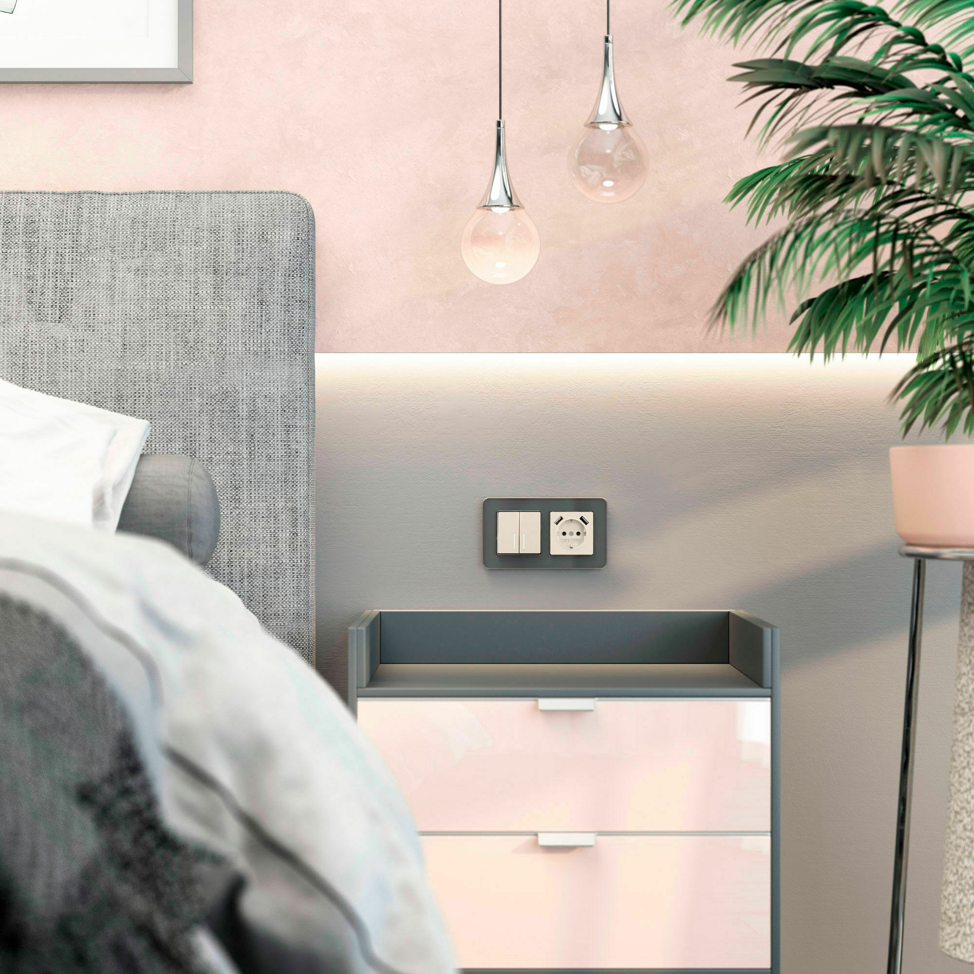 Изображение товара Рамка из стекла на 2 поста Elite графит W0022440 Werkel