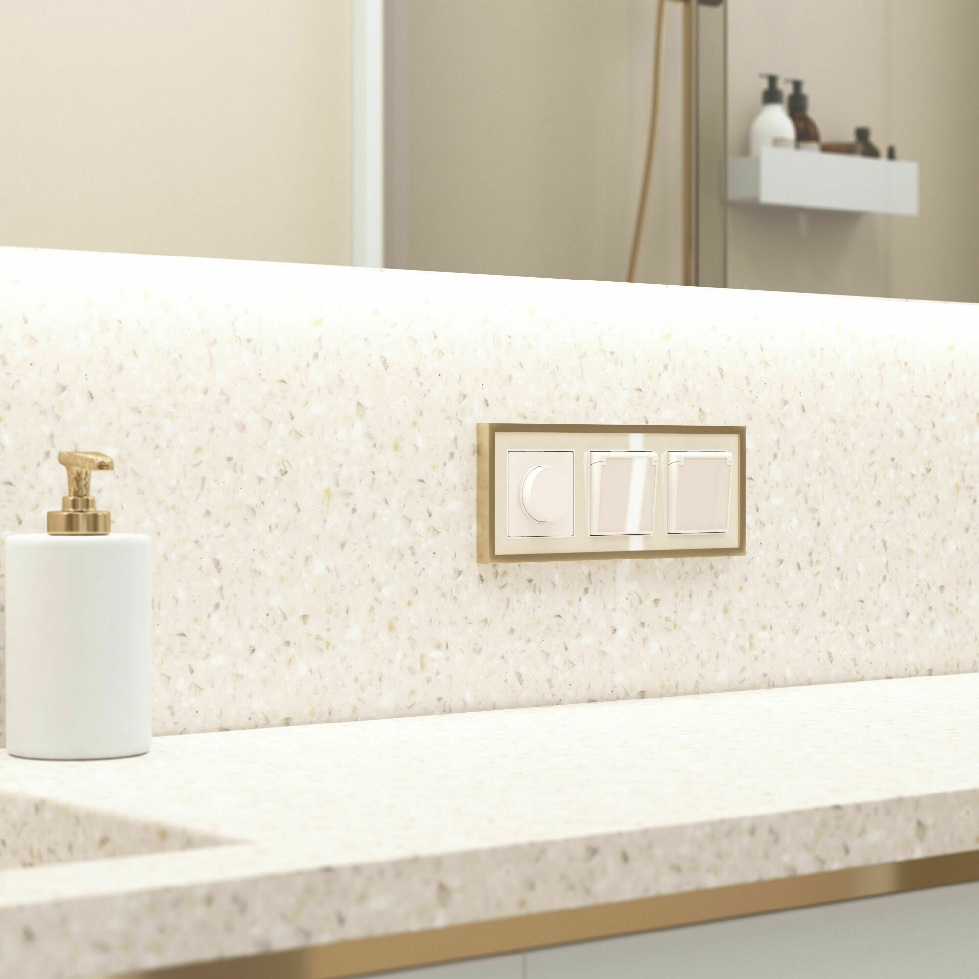 Изображение товара Розетка одинарная, с заземлением, шторками и крышкой (айвори акрил) W1171243