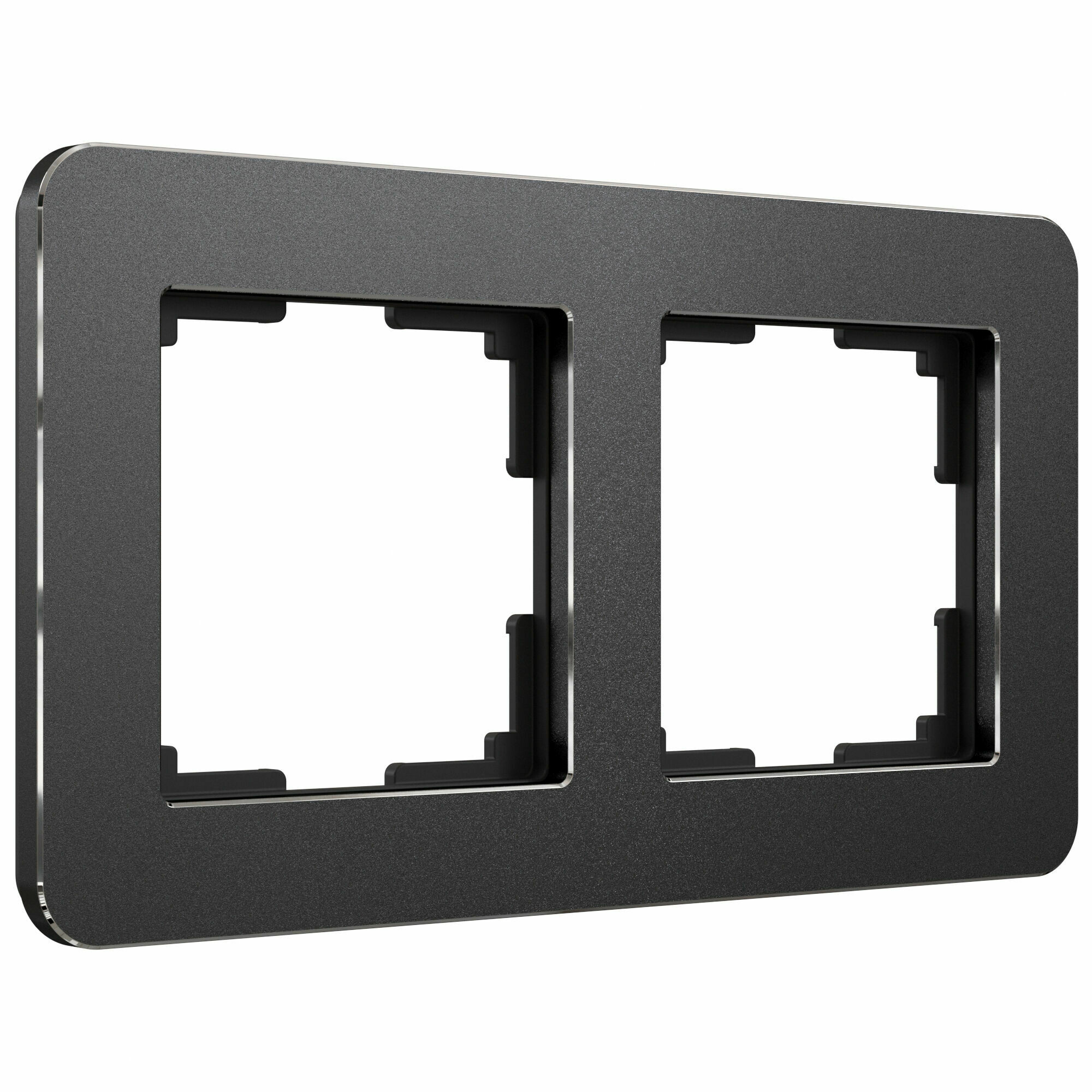 Изображение товара Рамка на 2 поста Platinum чёрный алюминий W0022608 Werkel
