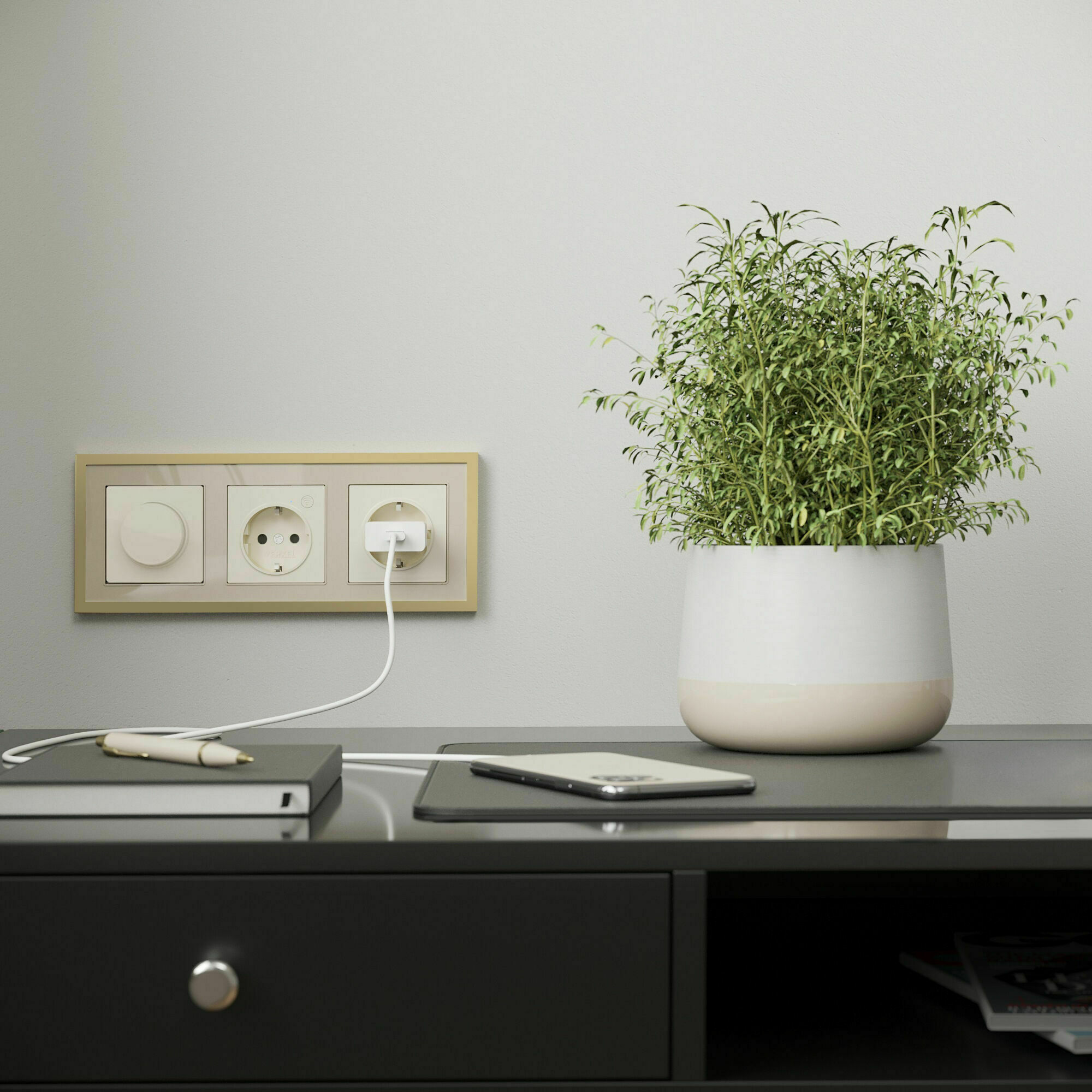 Изображение товара Рамка на 3 поста Baguette (айвори/латунь) W0032851 Werkel