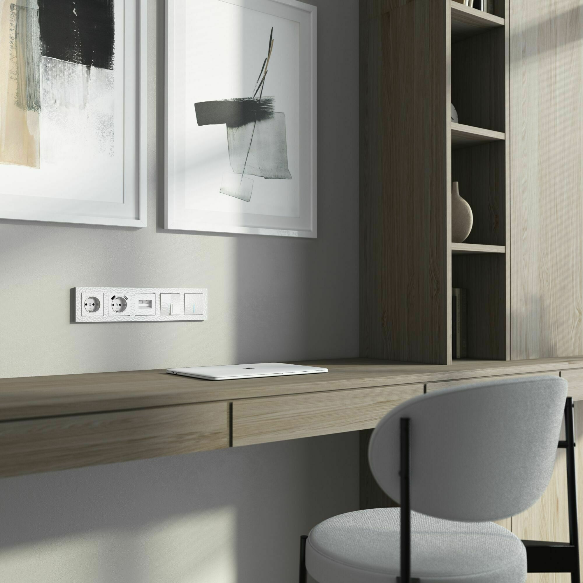 Изображение товара W1291101/ Накладка для двойной розетки Еthernet RJ-45, (hammer белый) Werkel