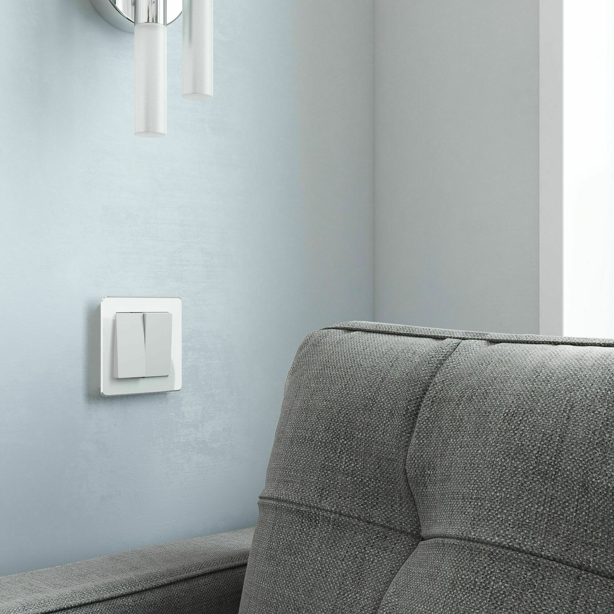 Изображение товара Выключатель двухклавишный проходной (белый матовый) W1122061 Werkel