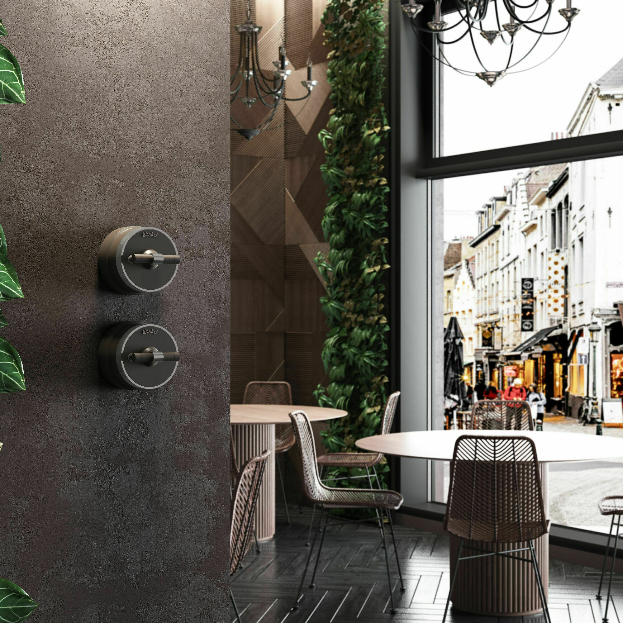 Изображение товара Переключатель/выключатель одноклавишный (мокко матовый/хром) W5812052 Vintage Werkel