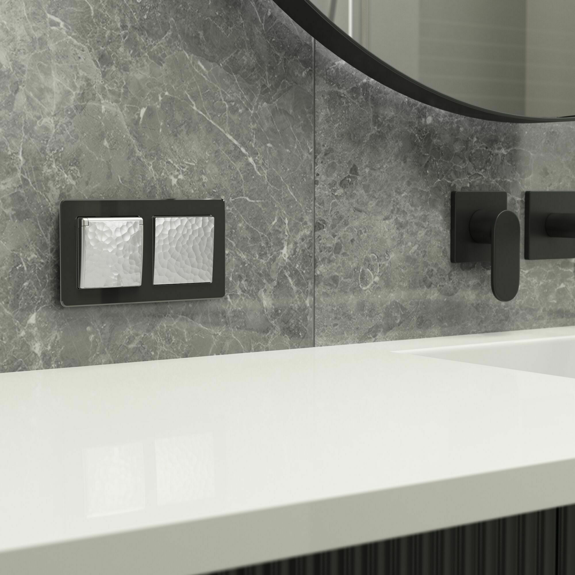 Изображение товара W1210006/ Выключатель одноклавишный (hammer серебряный) Werkel