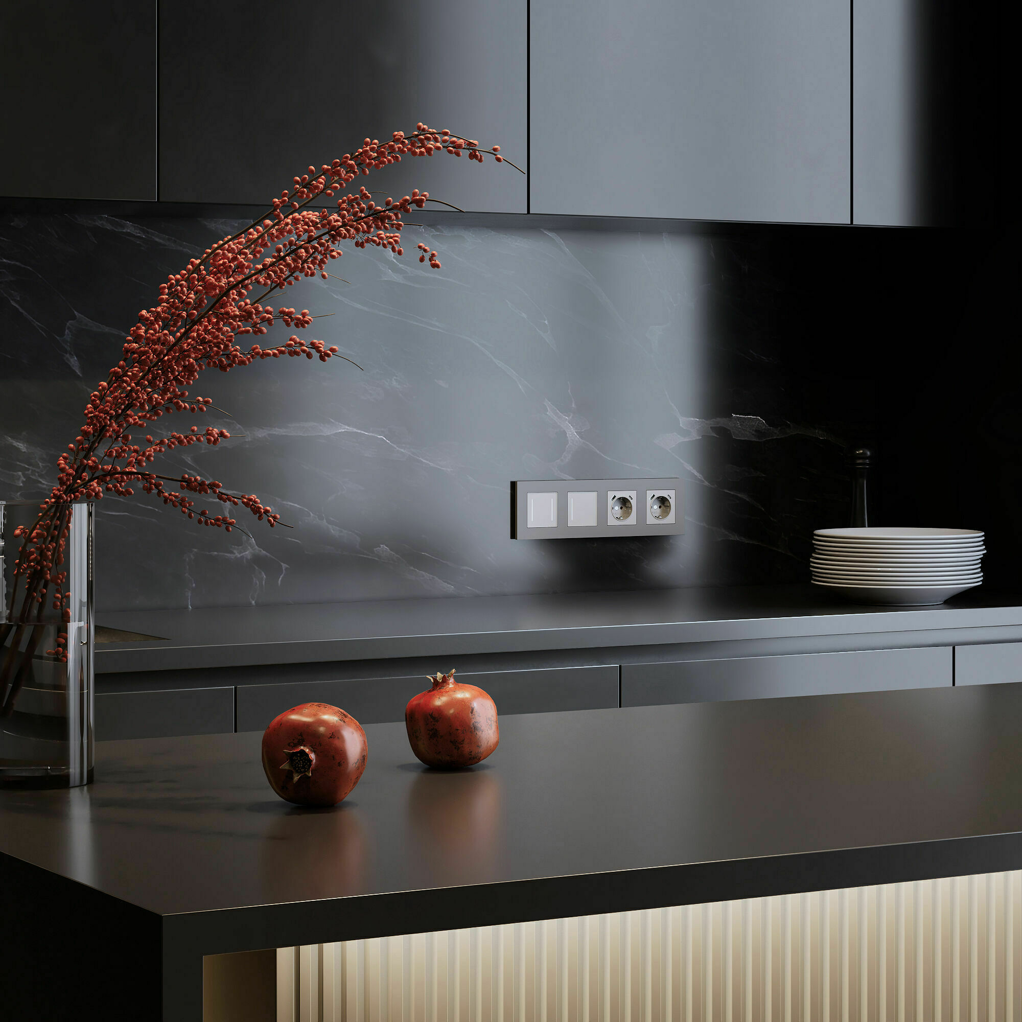 Изображение товара Рамка на 4 поста Slab (серебро софт) W0042965 Werkel