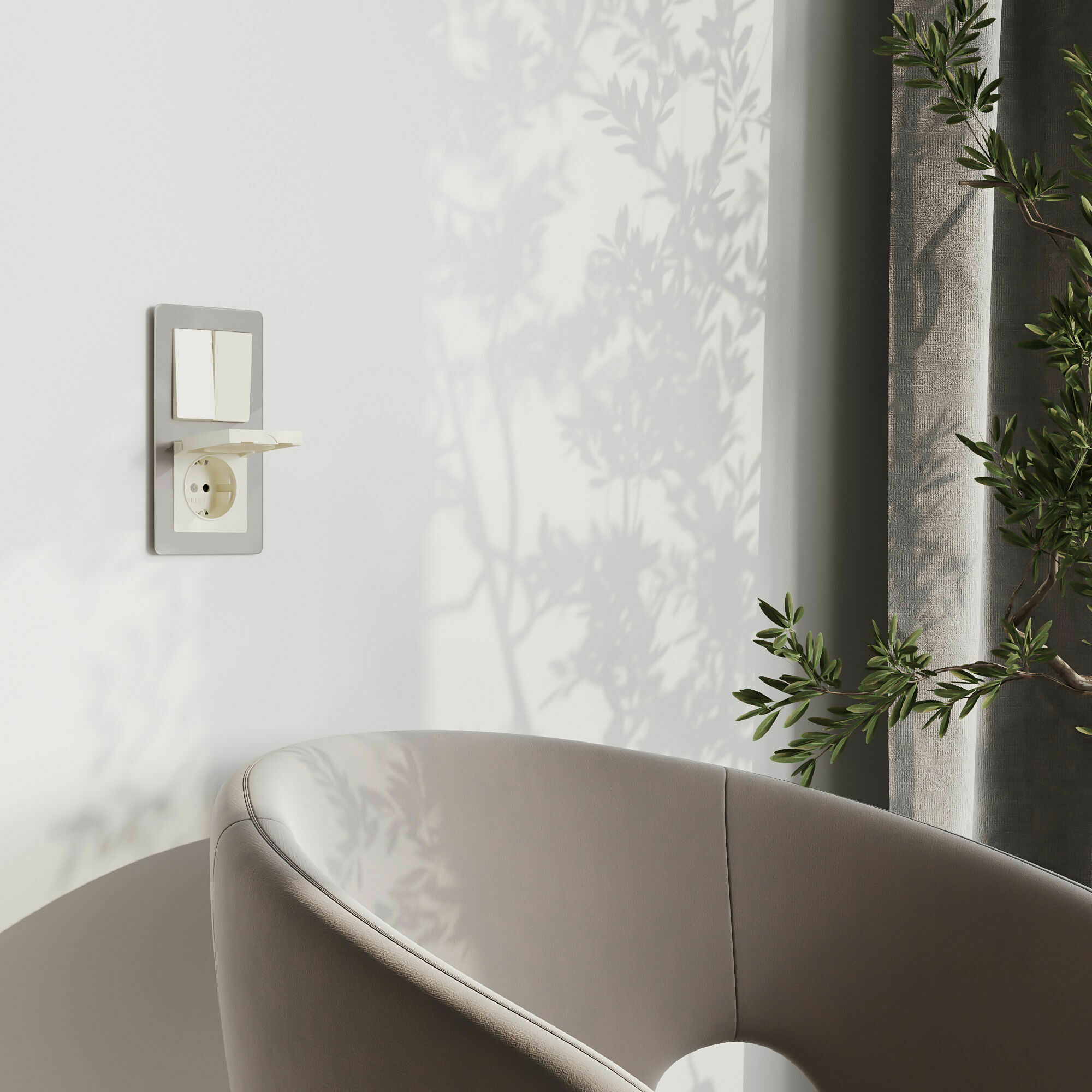 Изображение товара Розетка одинарная, с заземлением, шторками и крышкой (слоновая кость) W1171203 Werkel