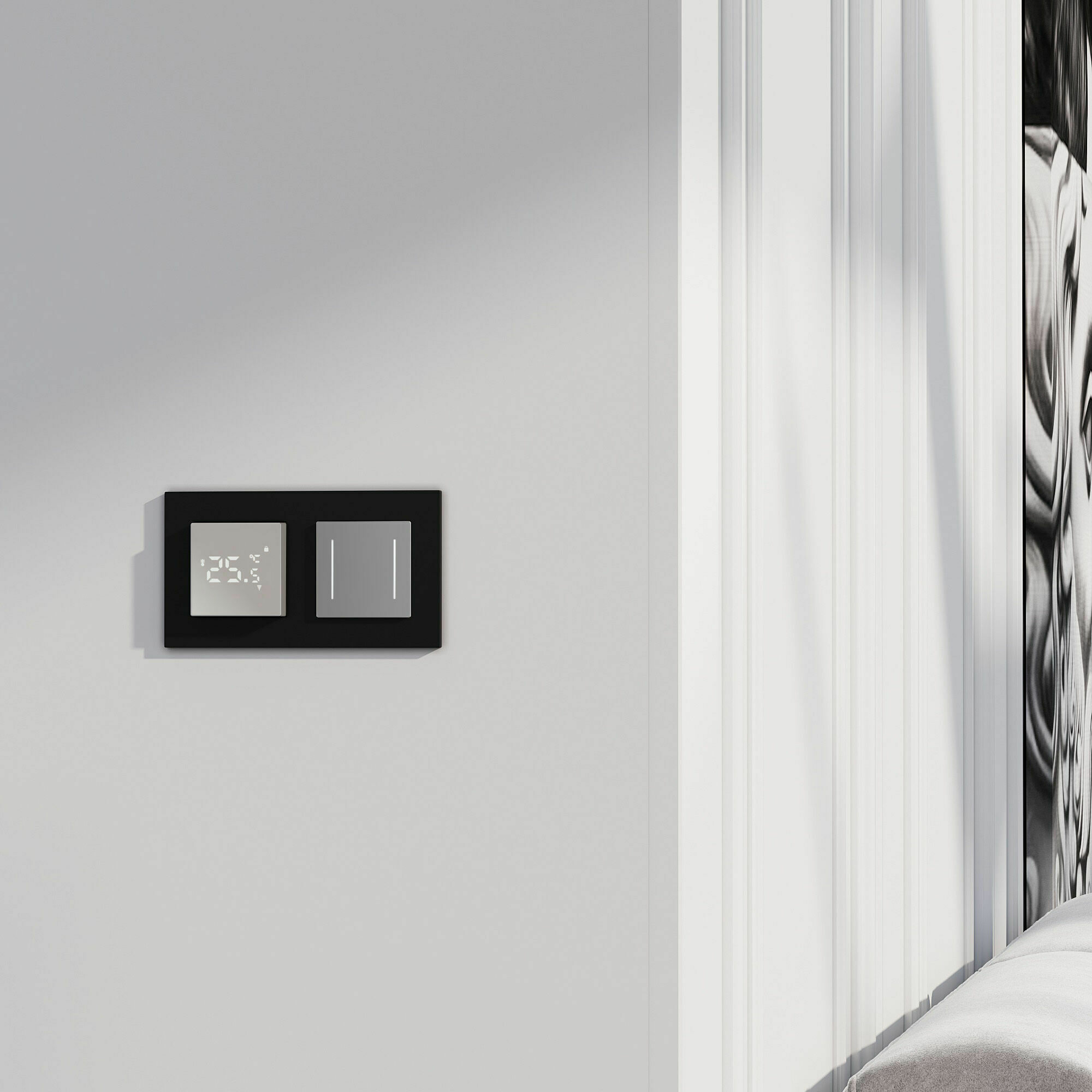 Изображение товара Сенсорный выключатель двухклавишный с подсветкой (серебряный) W4522006 Werkel